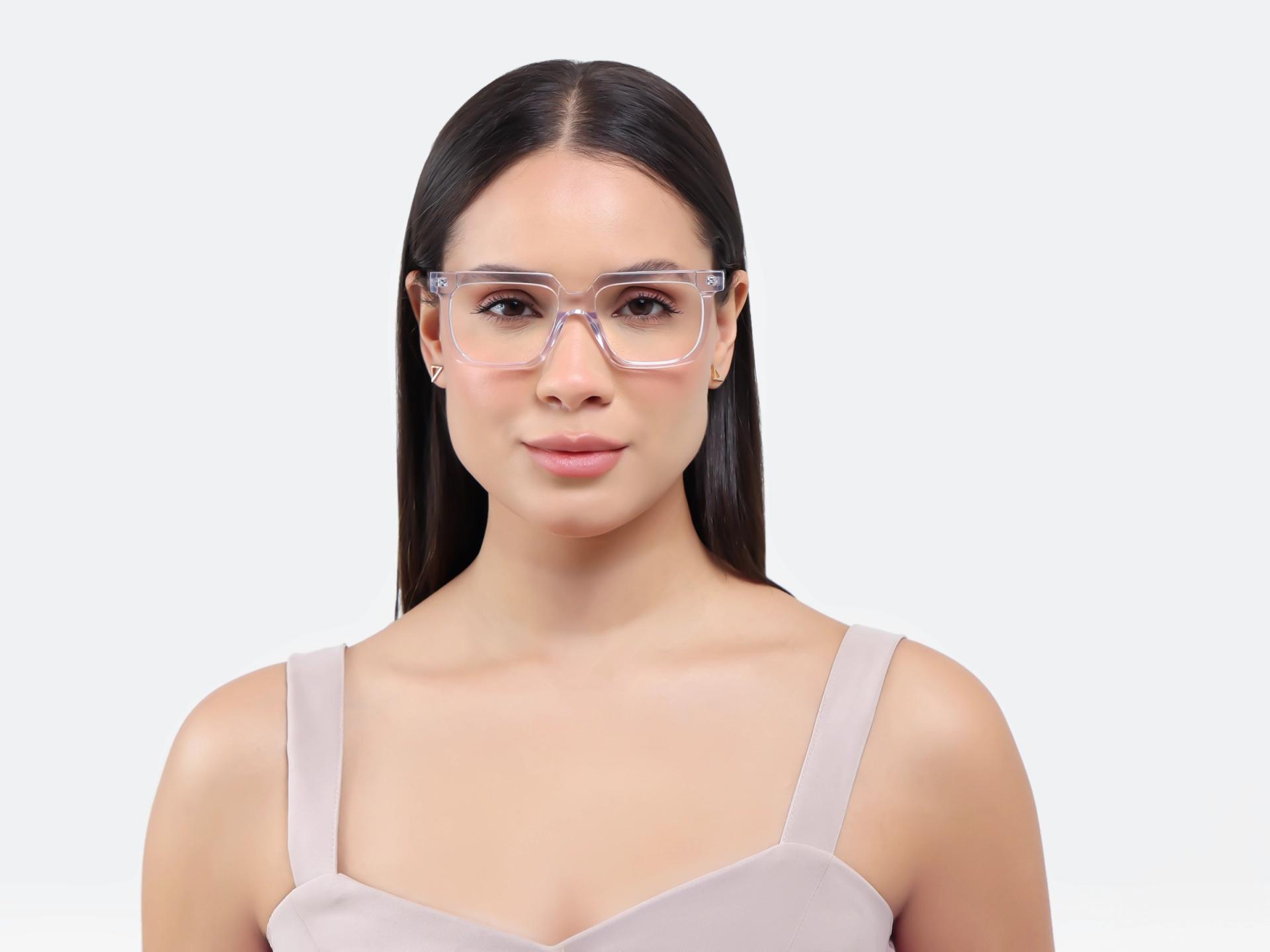 Crystal Clear Square Acetate Full-Rim Glasses-1