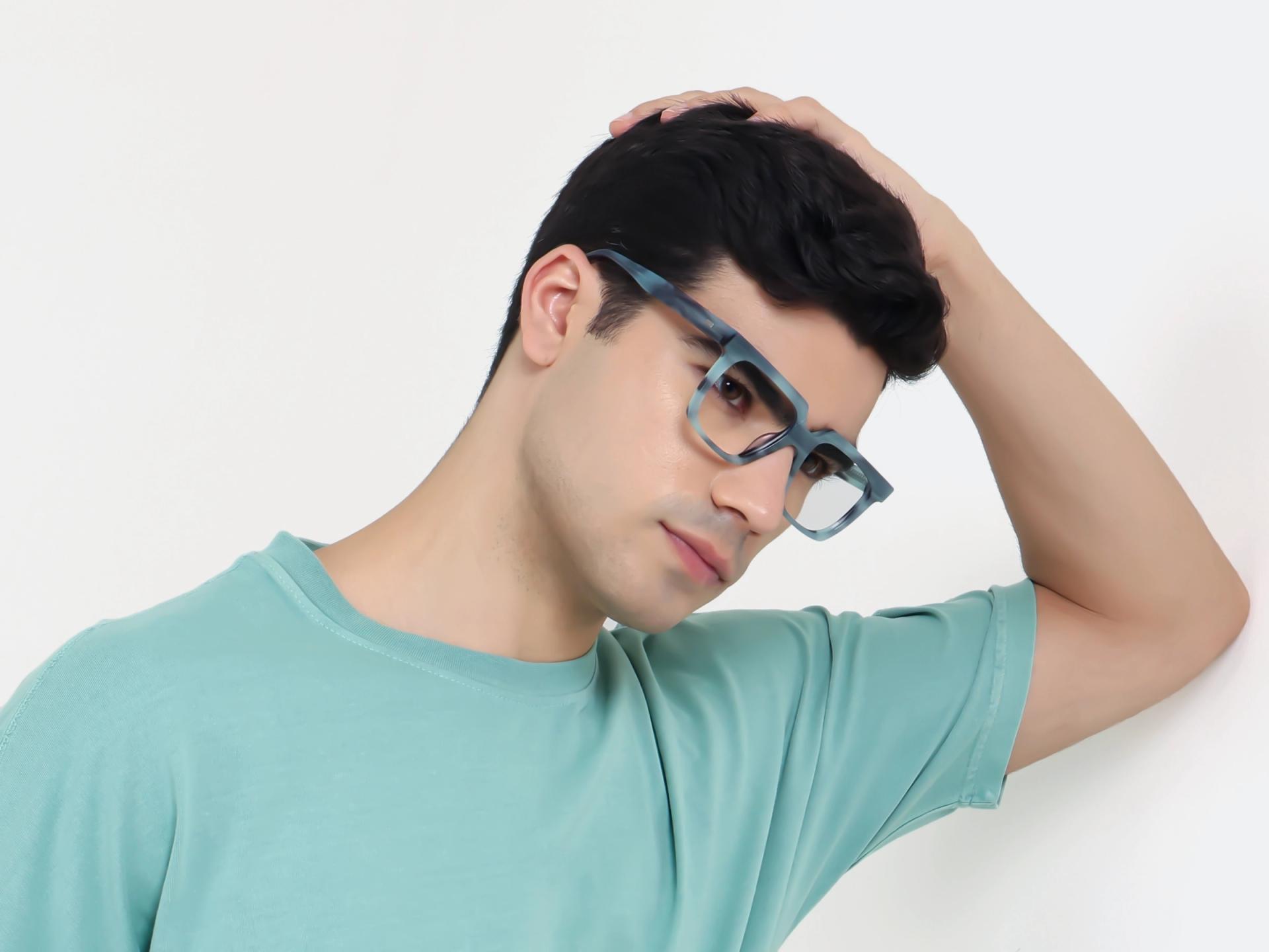 Teal Grotto Square Fullrim Glasses-1