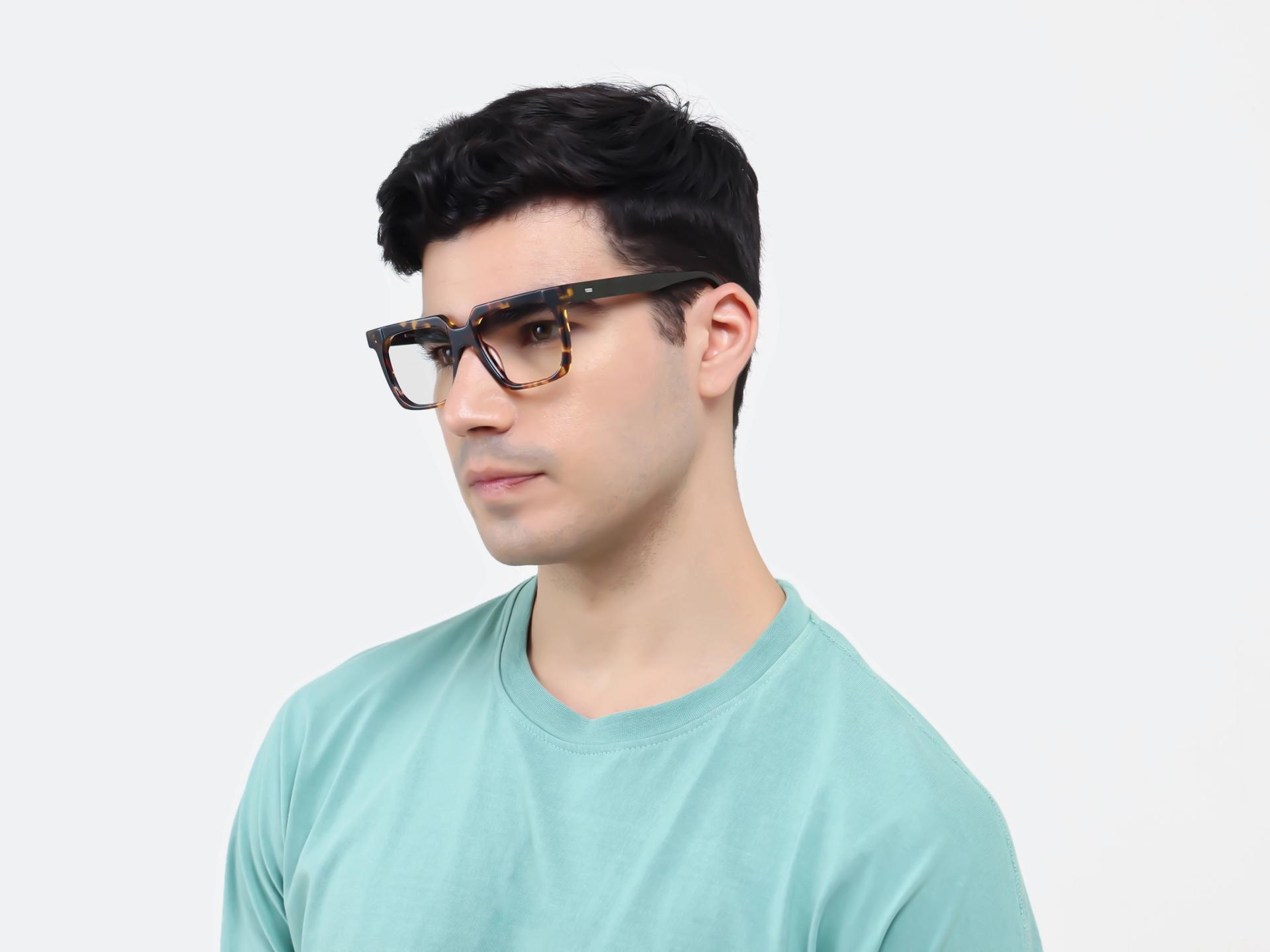 Tortoise Square Acetate Full-Rim Glasses-1