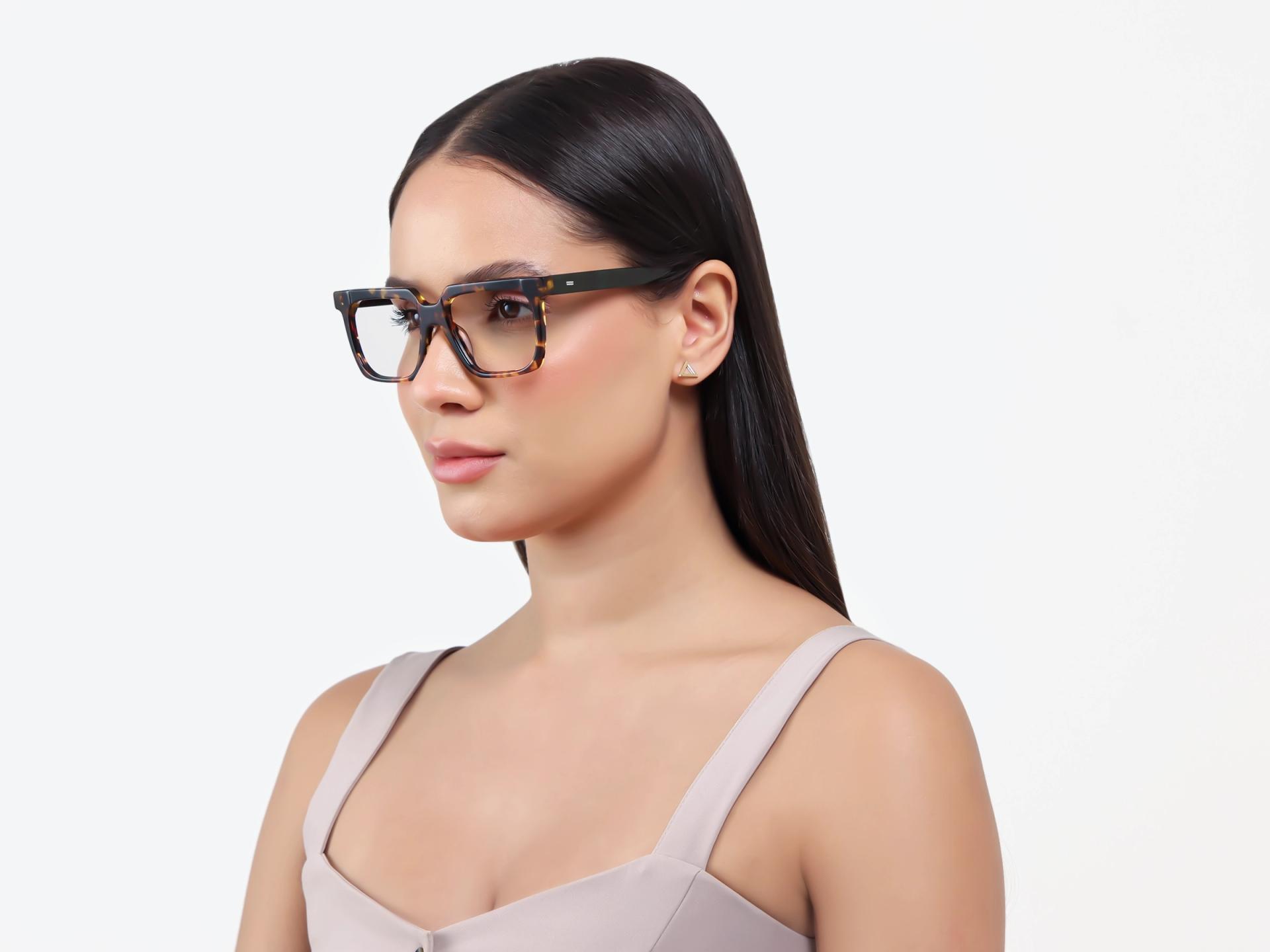 Tortoise Square Acetate Full-Rim Glasses-1