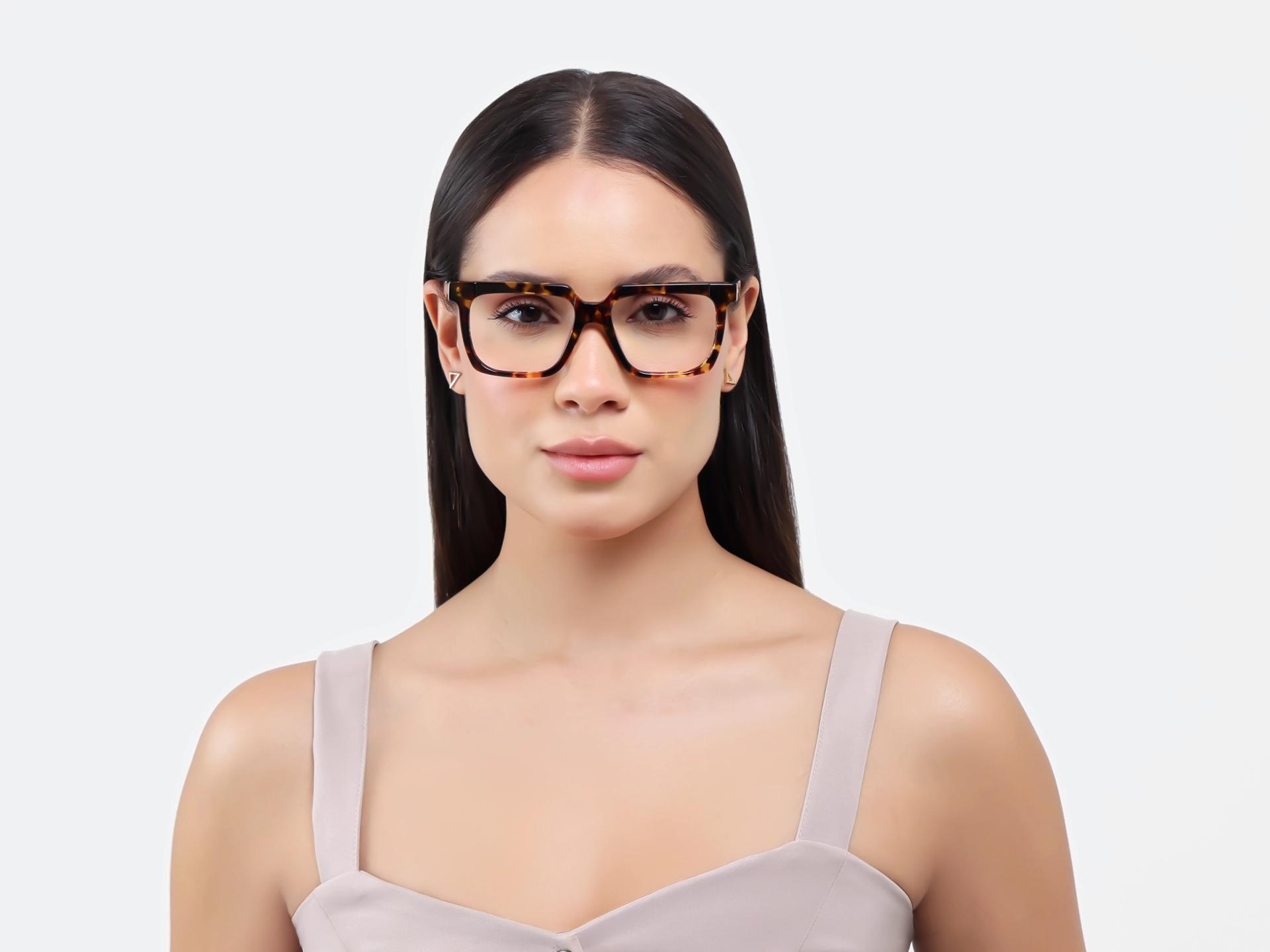 Tortoise Square Acetate Full-Rim Glasses-1