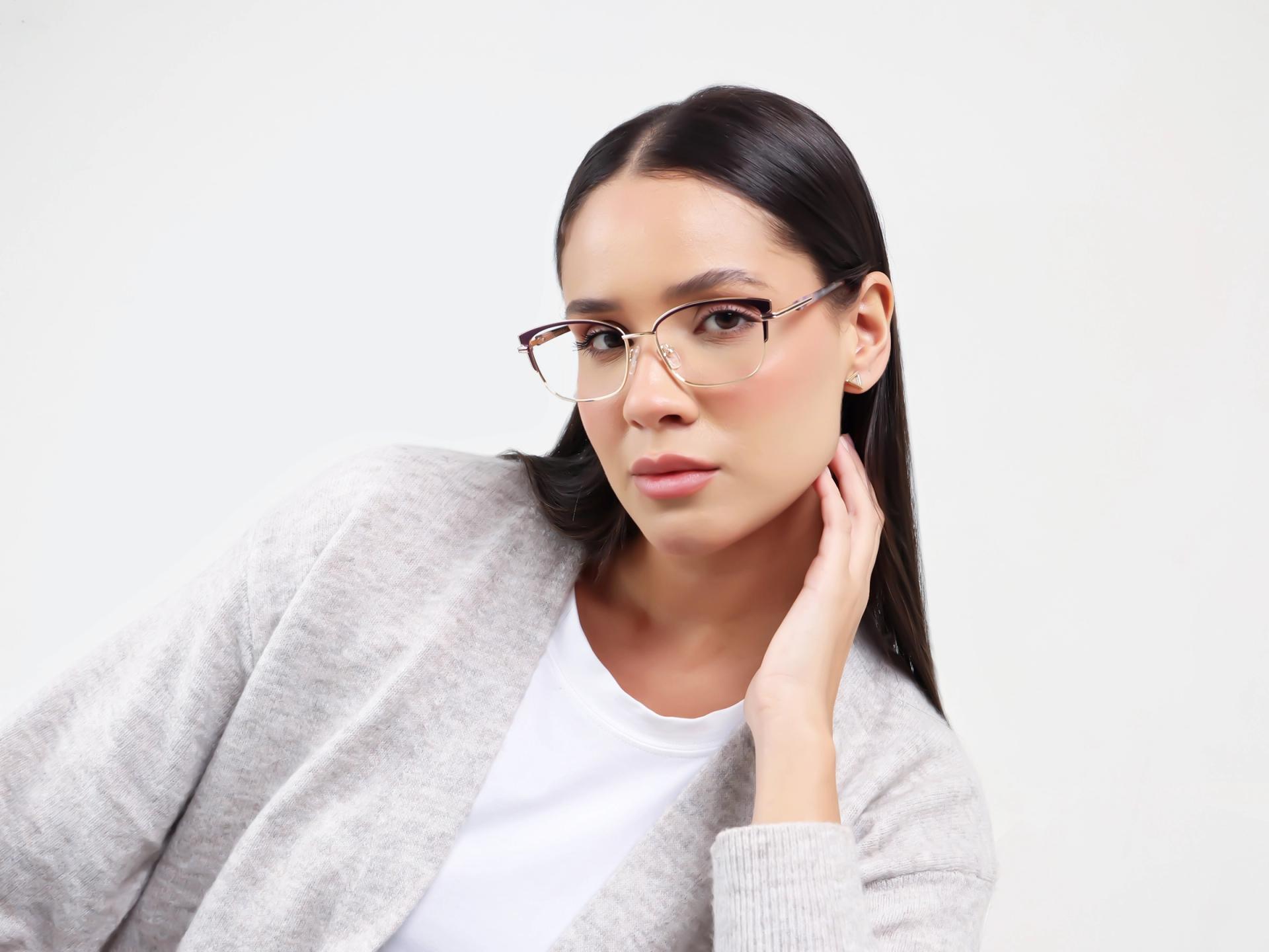 Metallic Purple & Champagne Gold Cat-eye Glasses-1