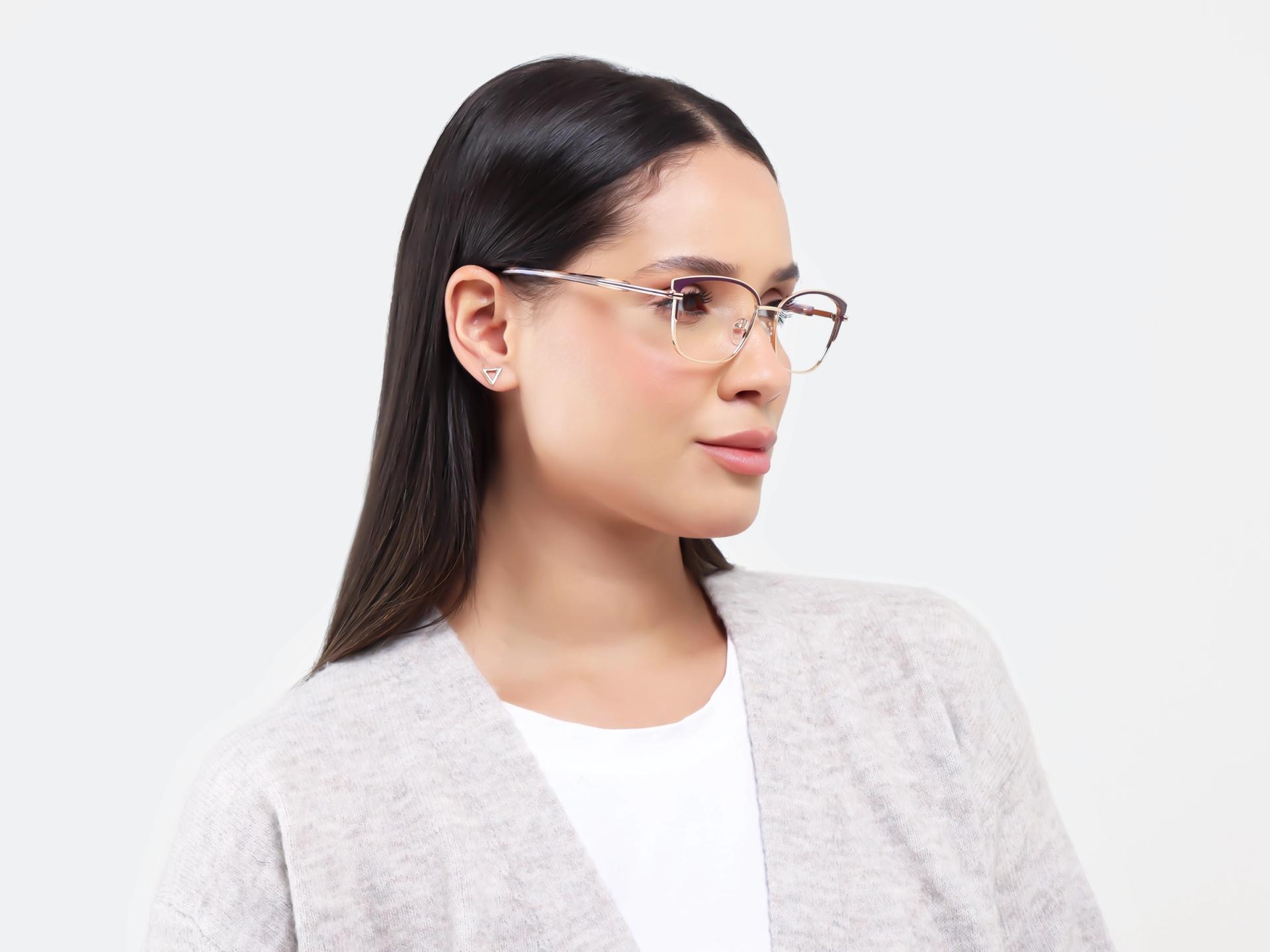 Metallic Purple & Champagne Gold Cat-eye Glasses-1