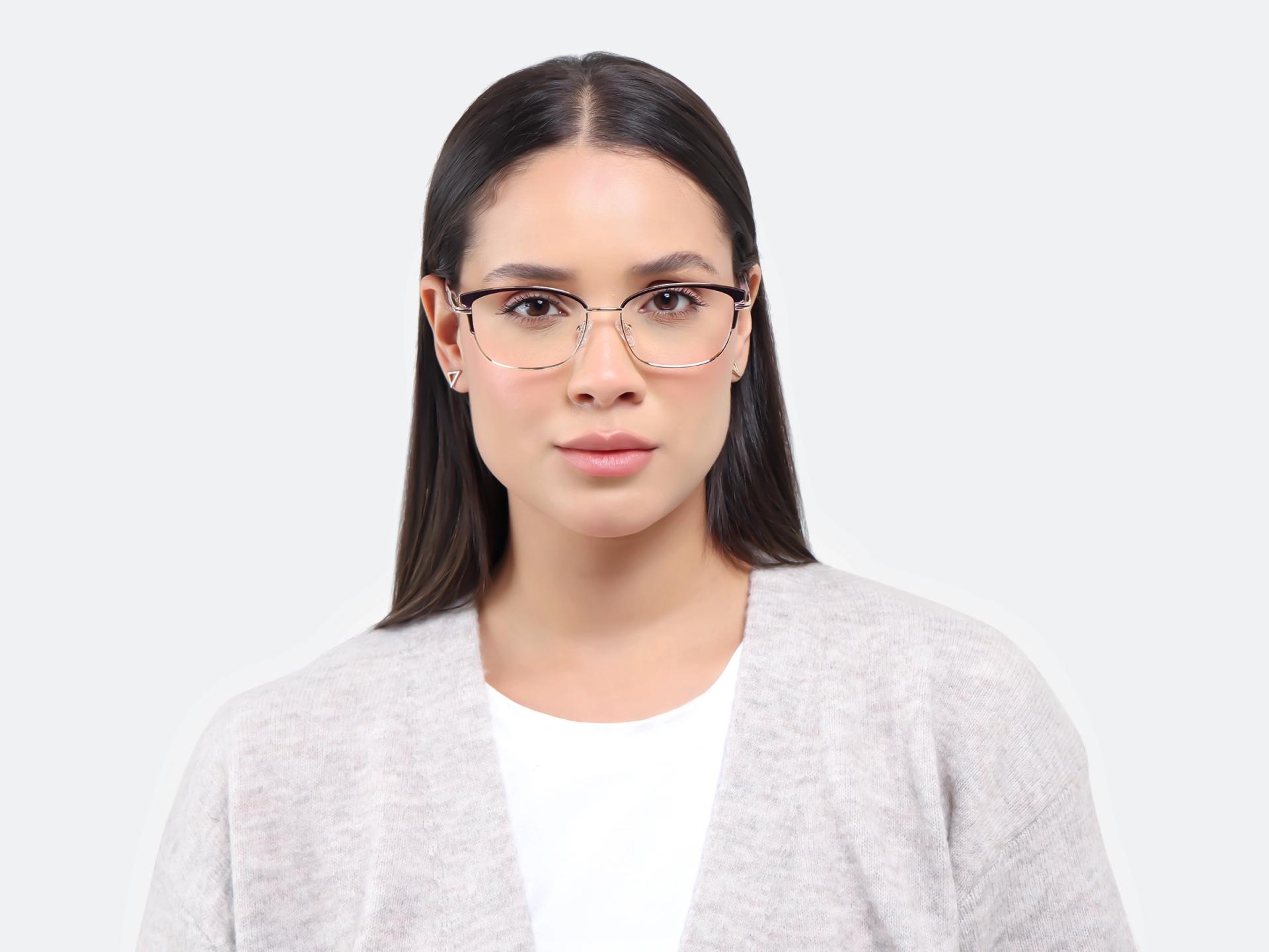 Metallic Purple & Champagne Gold Cat-eye Glasses-1