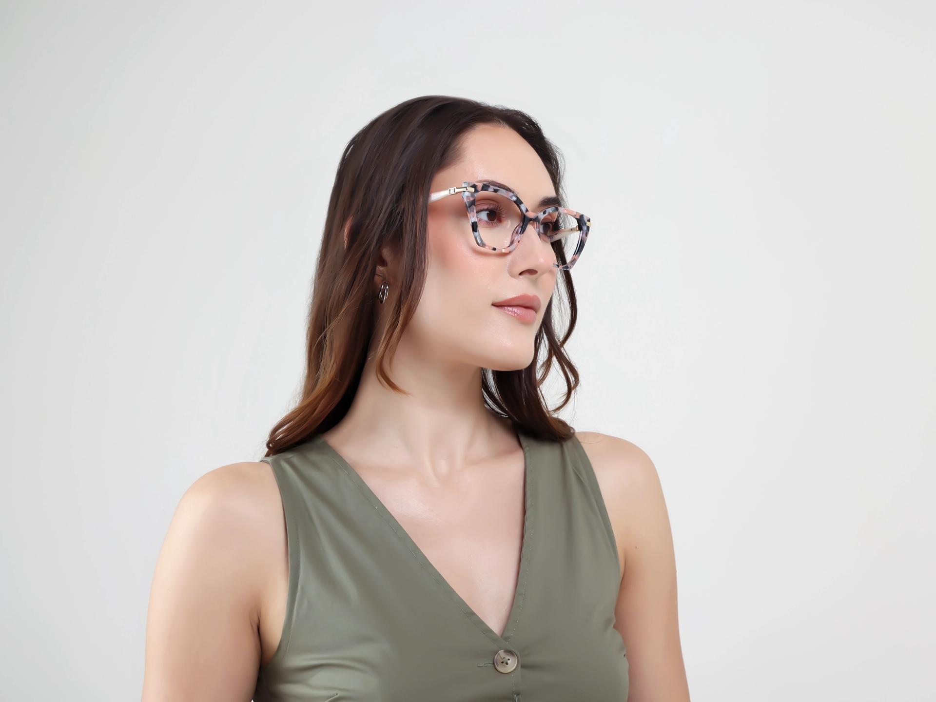 Peach Marble Clear Acetate Cat-eye Glasses-1