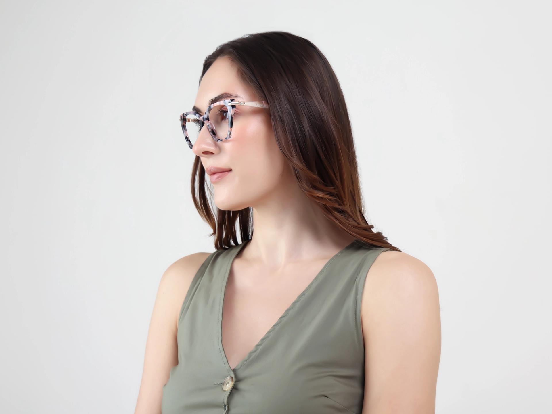 Peach Marble Clear Acetate Cat-eye Glasses-1
