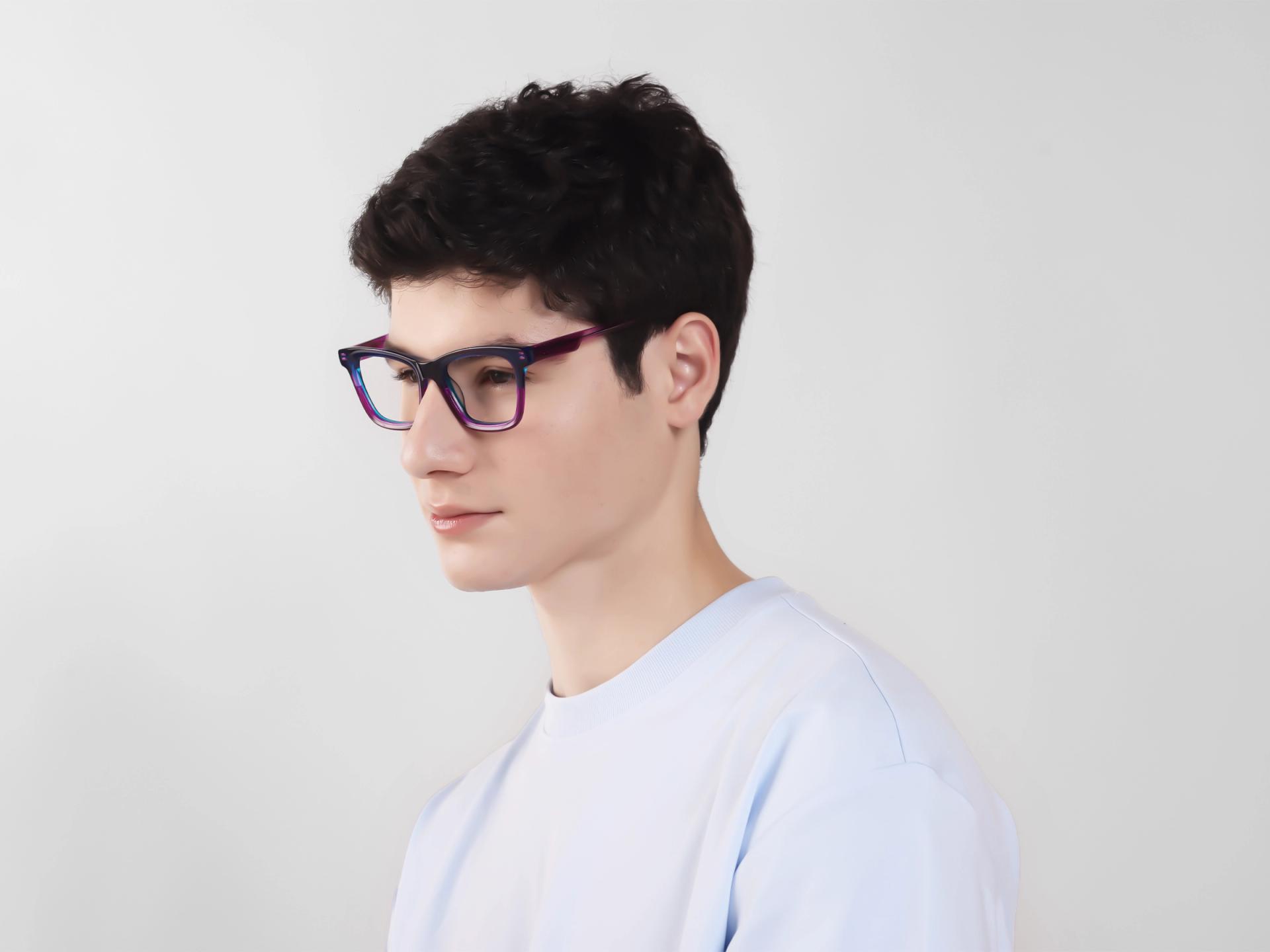 Purple & Blue Square Fullrim Acetate Glasses