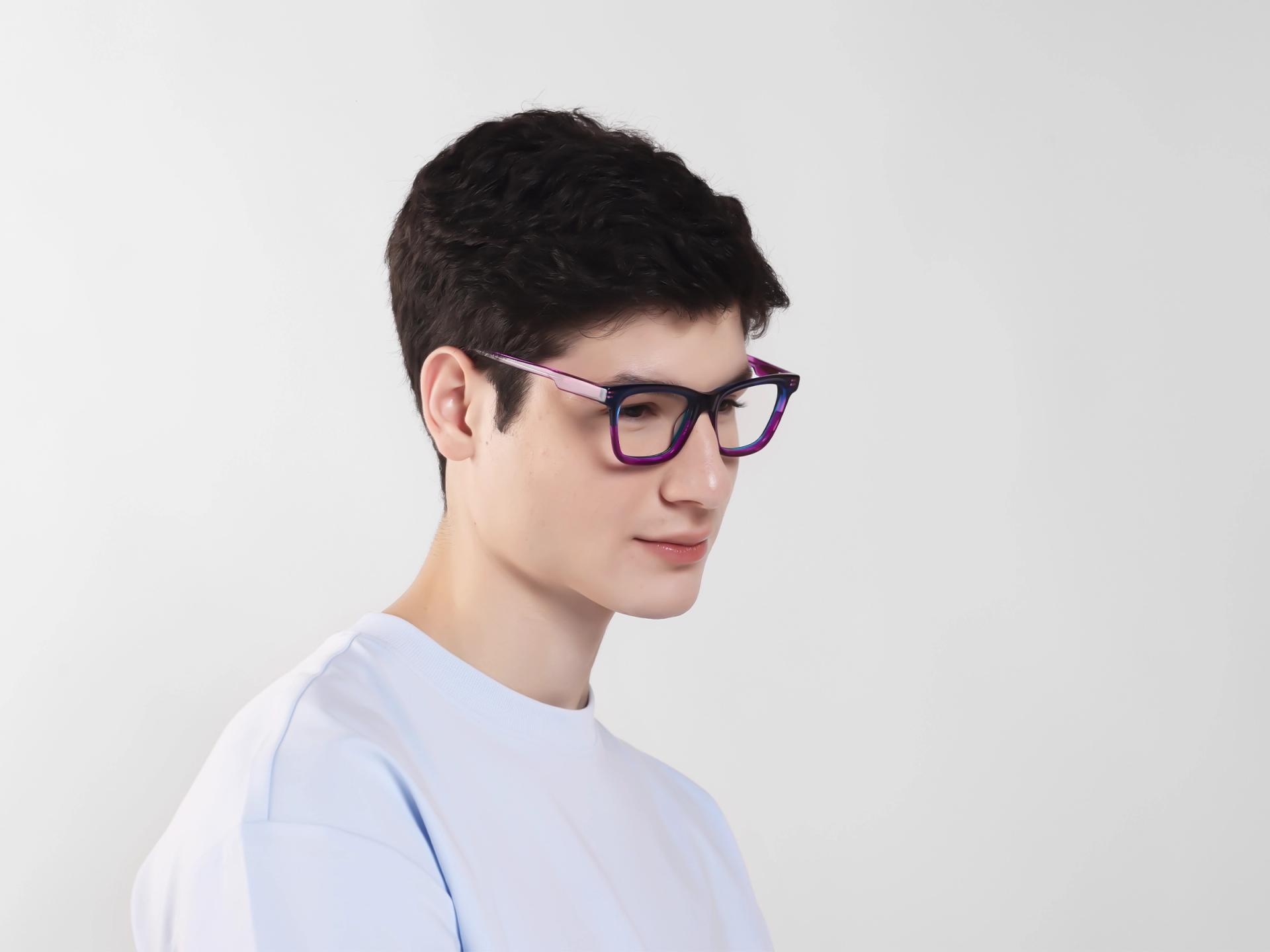 Purple & Blue Square Fullrim Acetate Glasses