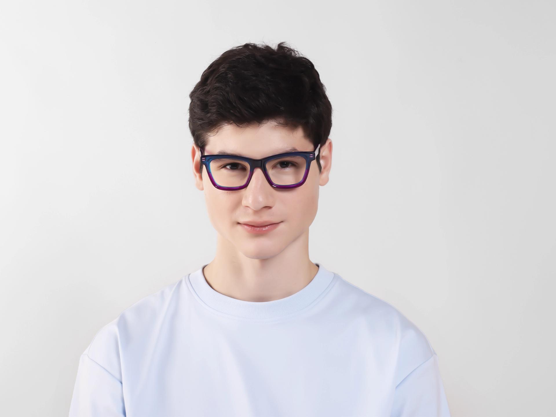 Purple & Blue Square Fullrim Acetate Glasses
