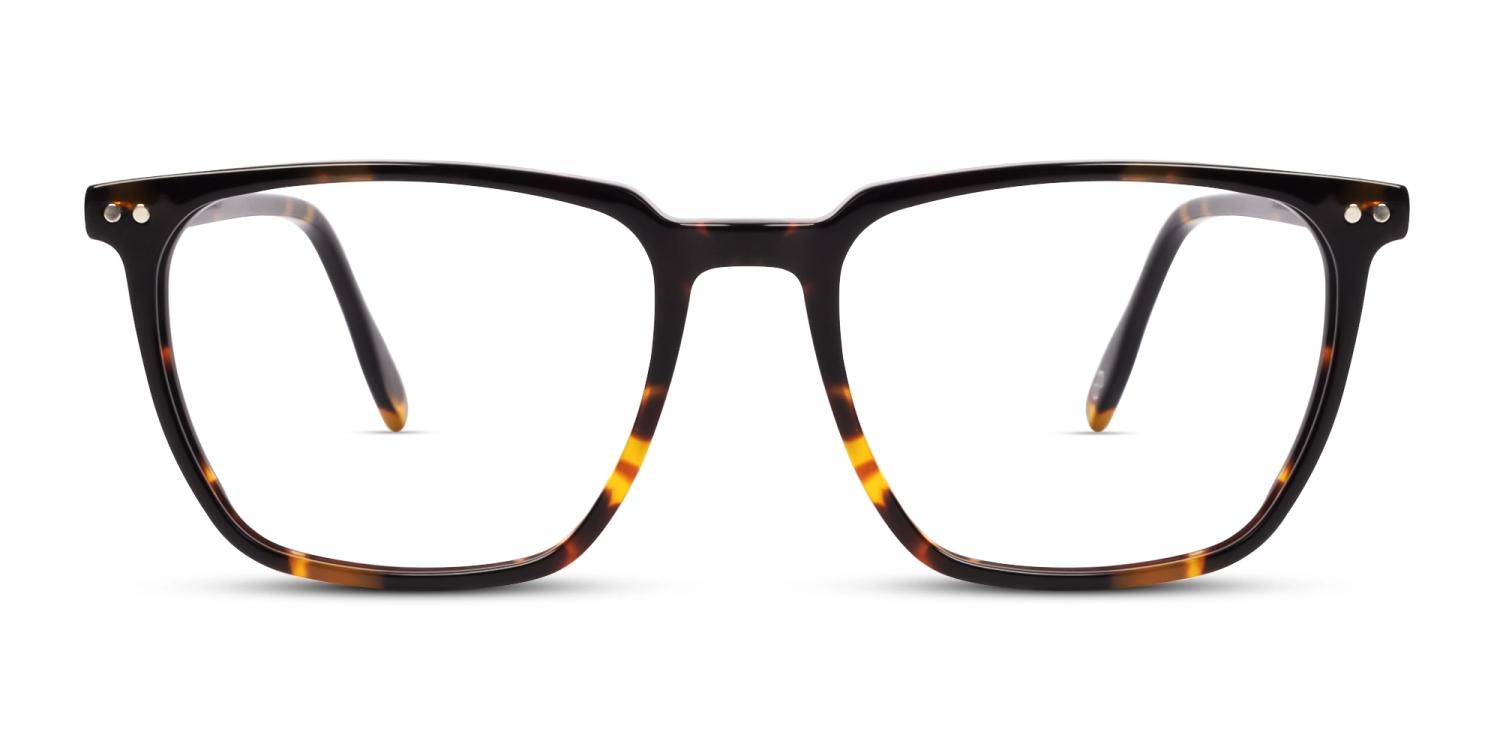Square Tortoise Green & Yellow Clip-On Glasses
