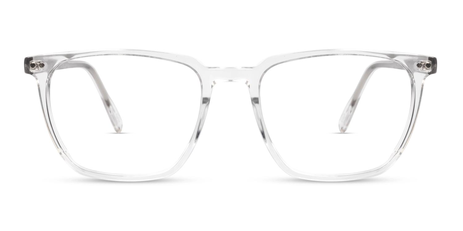 Square Crystal Clear Clip-On Glasses - Green & Yellow Lenses