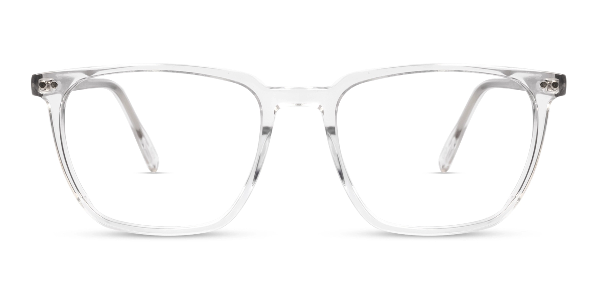 Square Crystal Clear Clip-On Glasses - Green & Yellow Lenses Square Crystal Clear Clip-On Glasses - Green & Yellow Lenses