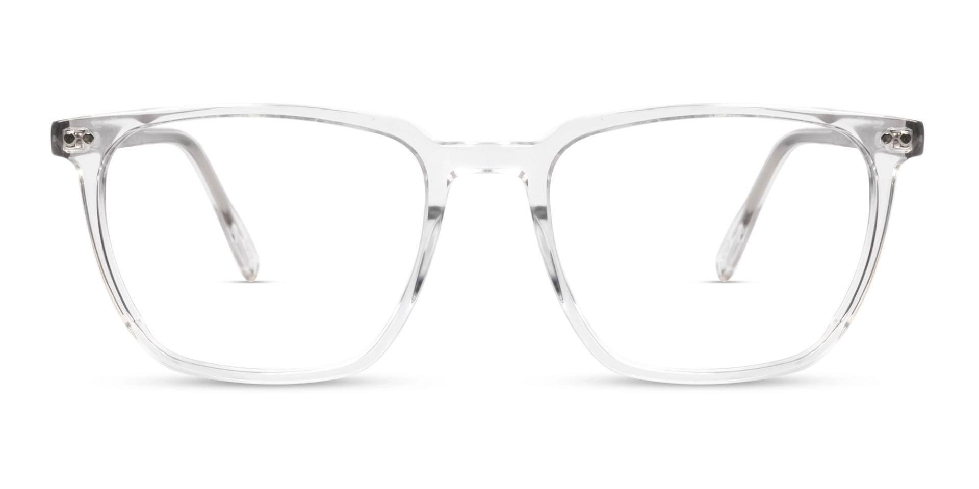 Square Crystal Clear Clip-On Glasses - Green & Yellow Lenses Square Crystal Clear Clip-On Glasses - Green & Yellow Lenses