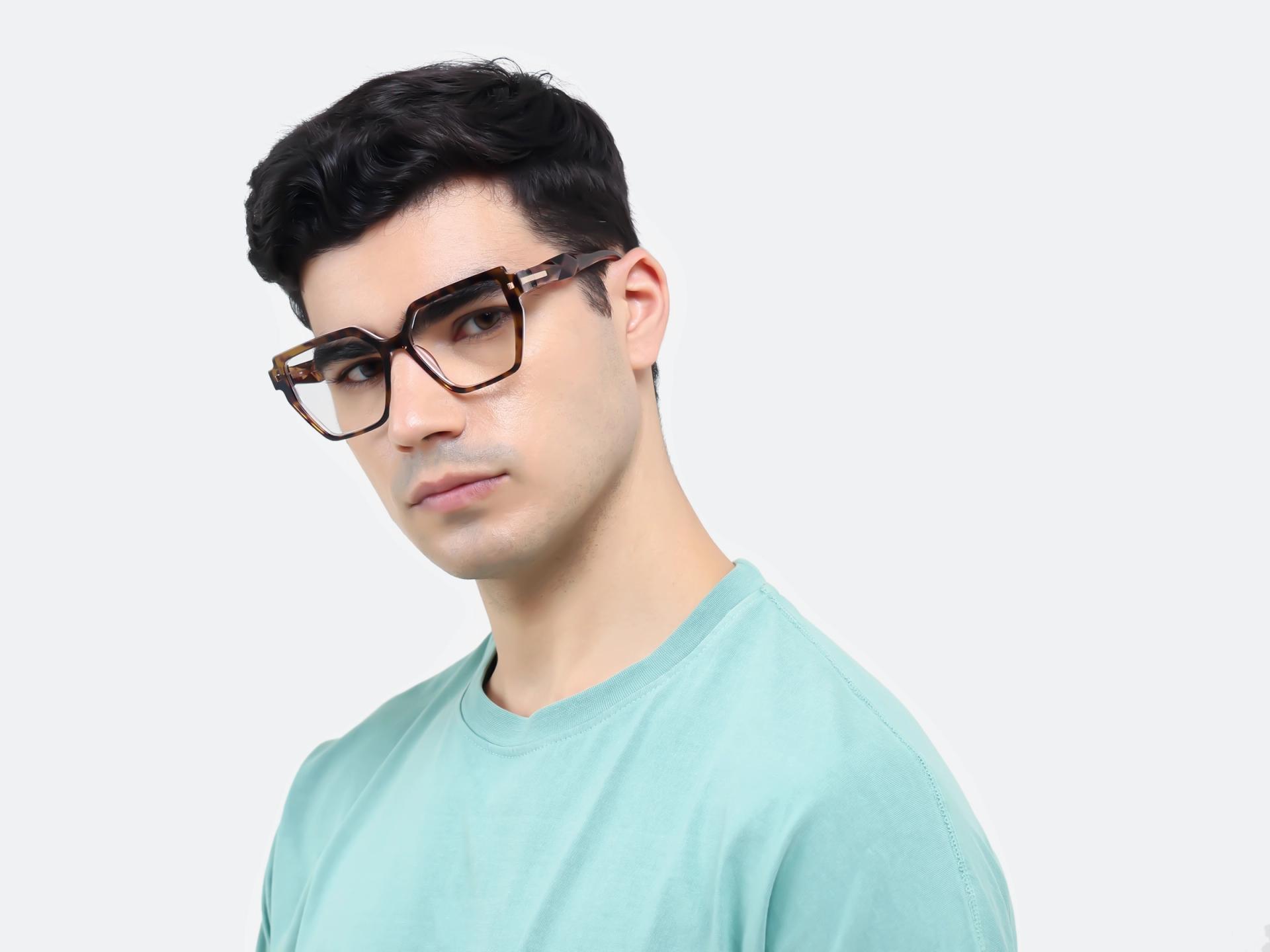Large Geometric Leopard Prints Acetate Glasses-1