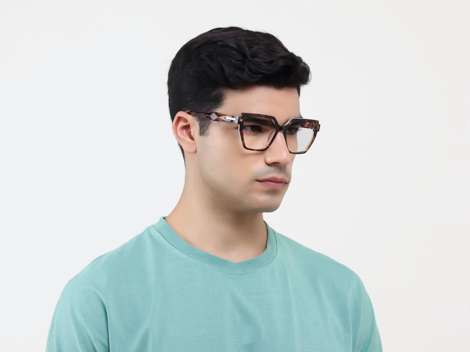 Large Geometric Leopard Prints Acetate Glasses-1