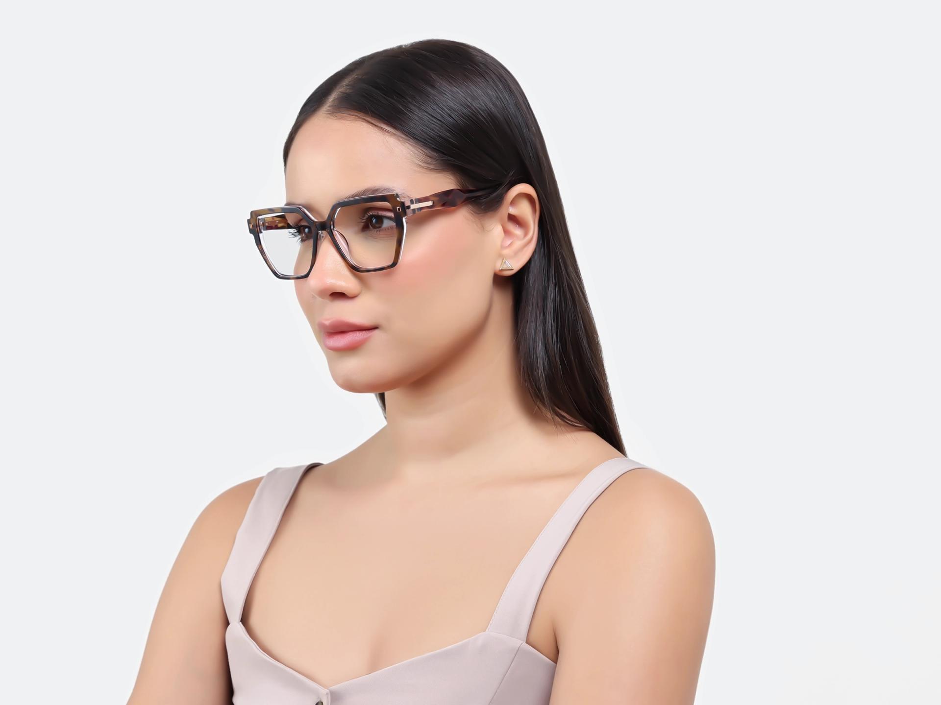 Large Geometric Leopard Prints Acetate Glasses-1