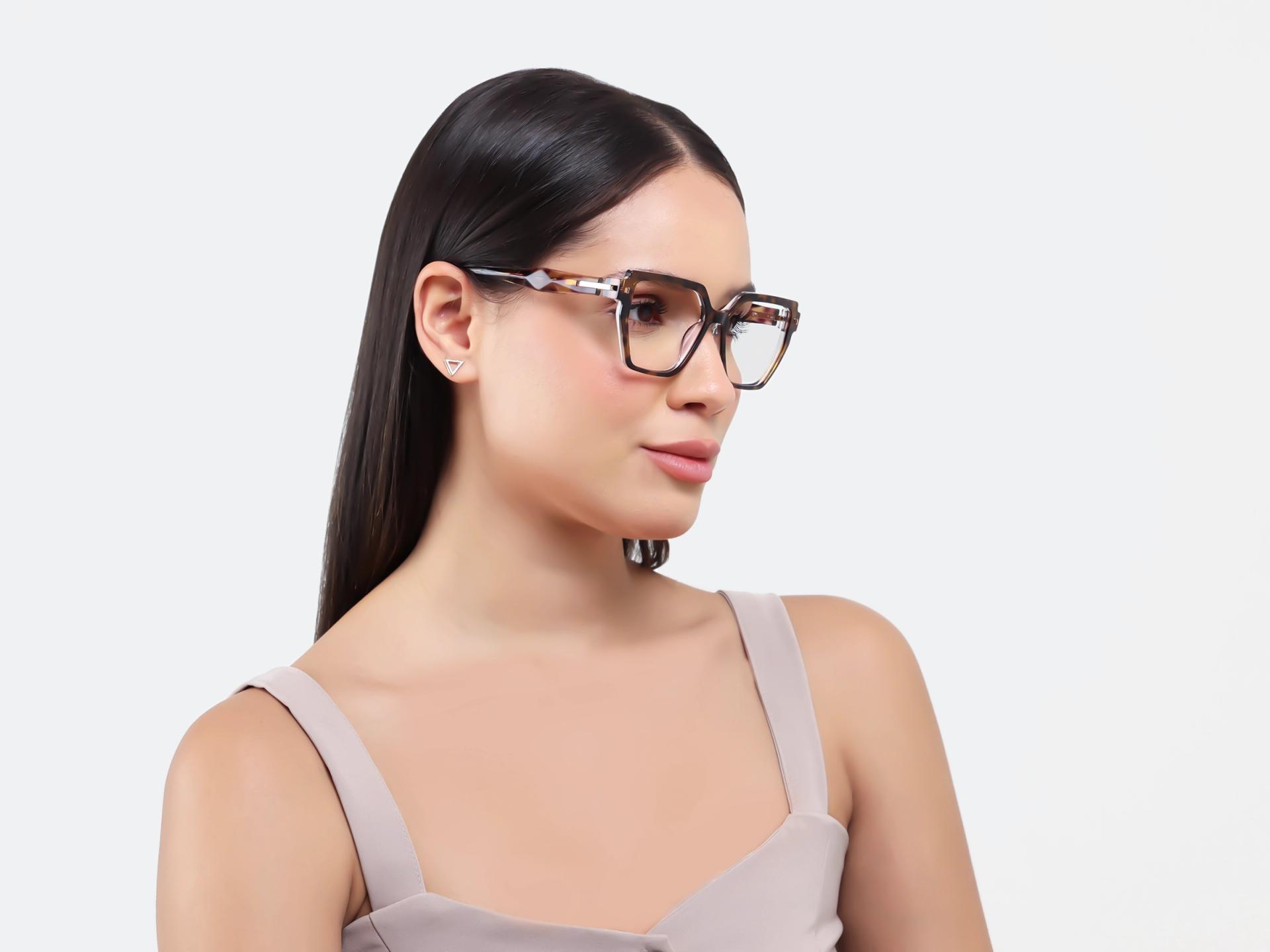 Large Geometric Leopard Prints Acetate Glasses-1