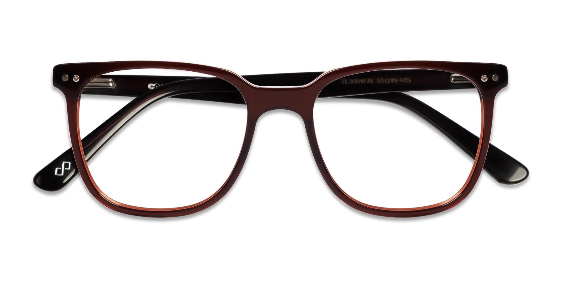 Dark Chestnut Clip-On Glasses with Yellow & Grey Lenses