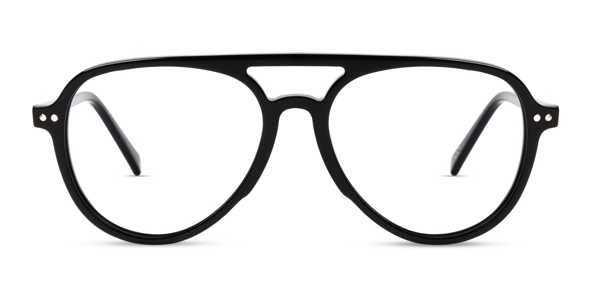 Black Pilot Double Bridge Clip-On Glasses