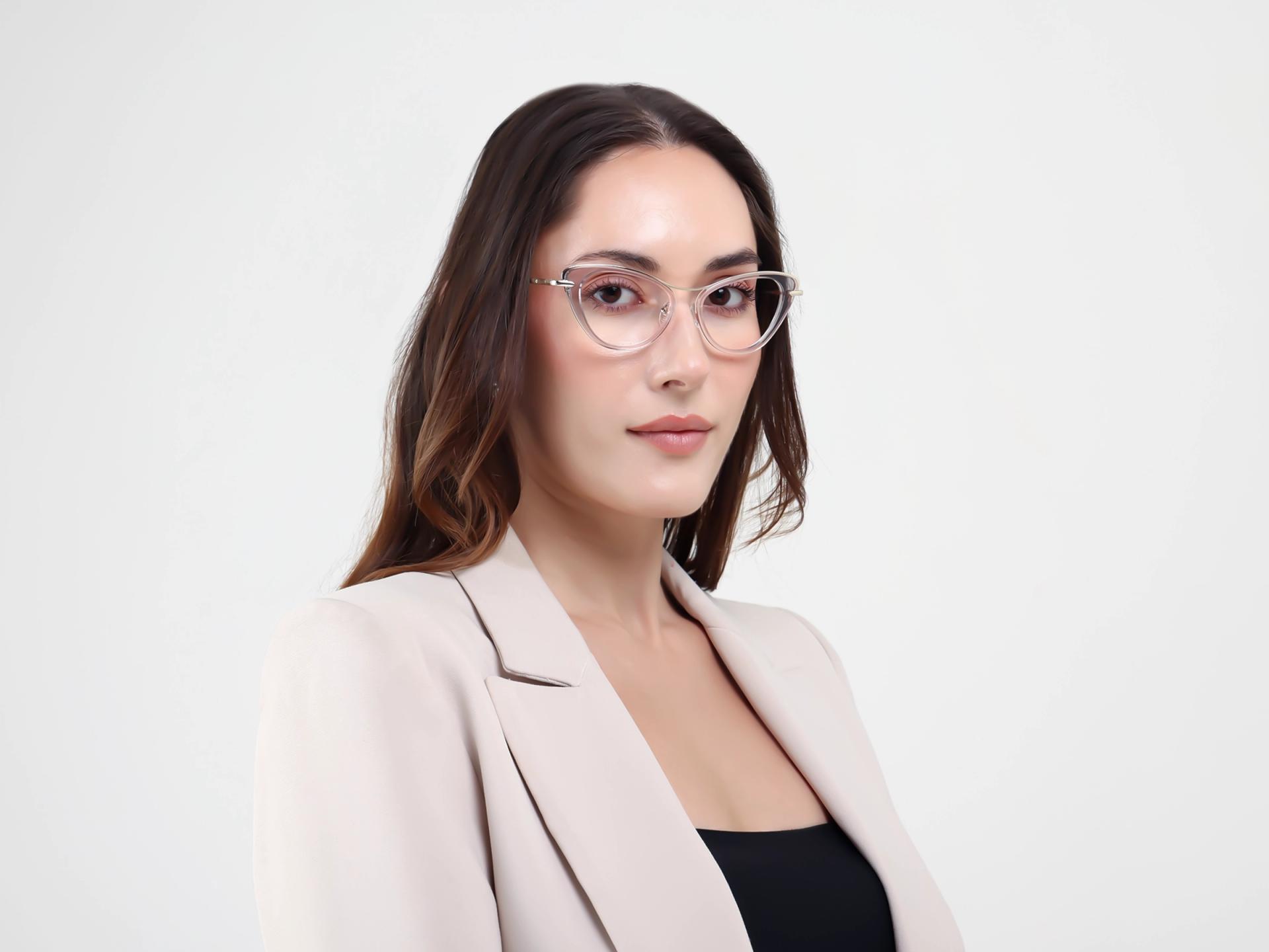 Crystal Dusty Rose Fullrim Cateye Glasses-1