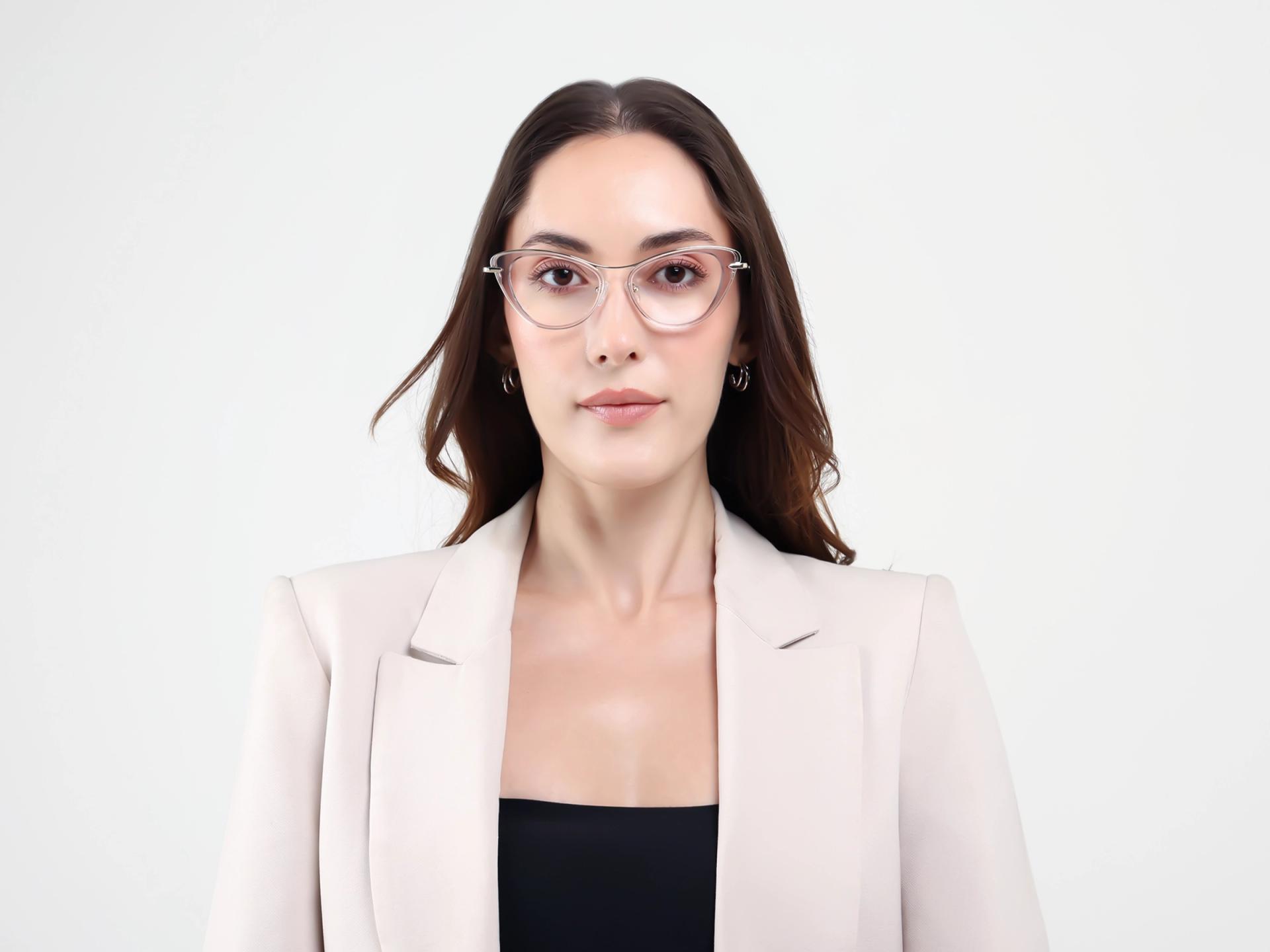 Crystal Dusty Rose Fullrim Cateye Glasses-1