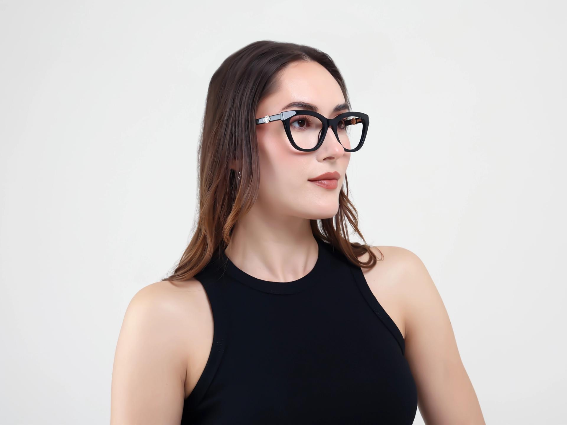 Black Cat-eye Acetate Fullrim Glasses-1