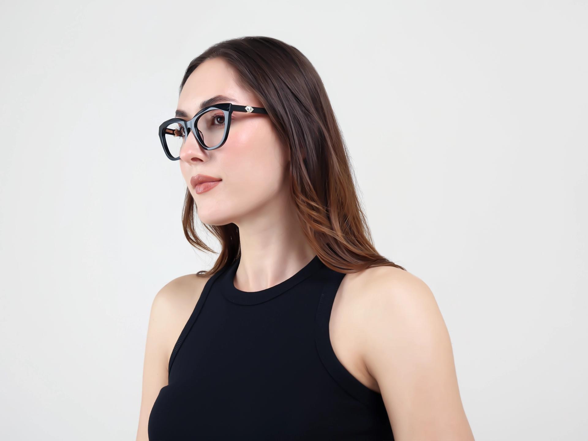 Black Cat-eye Acetate Fullrim Glasses-1
