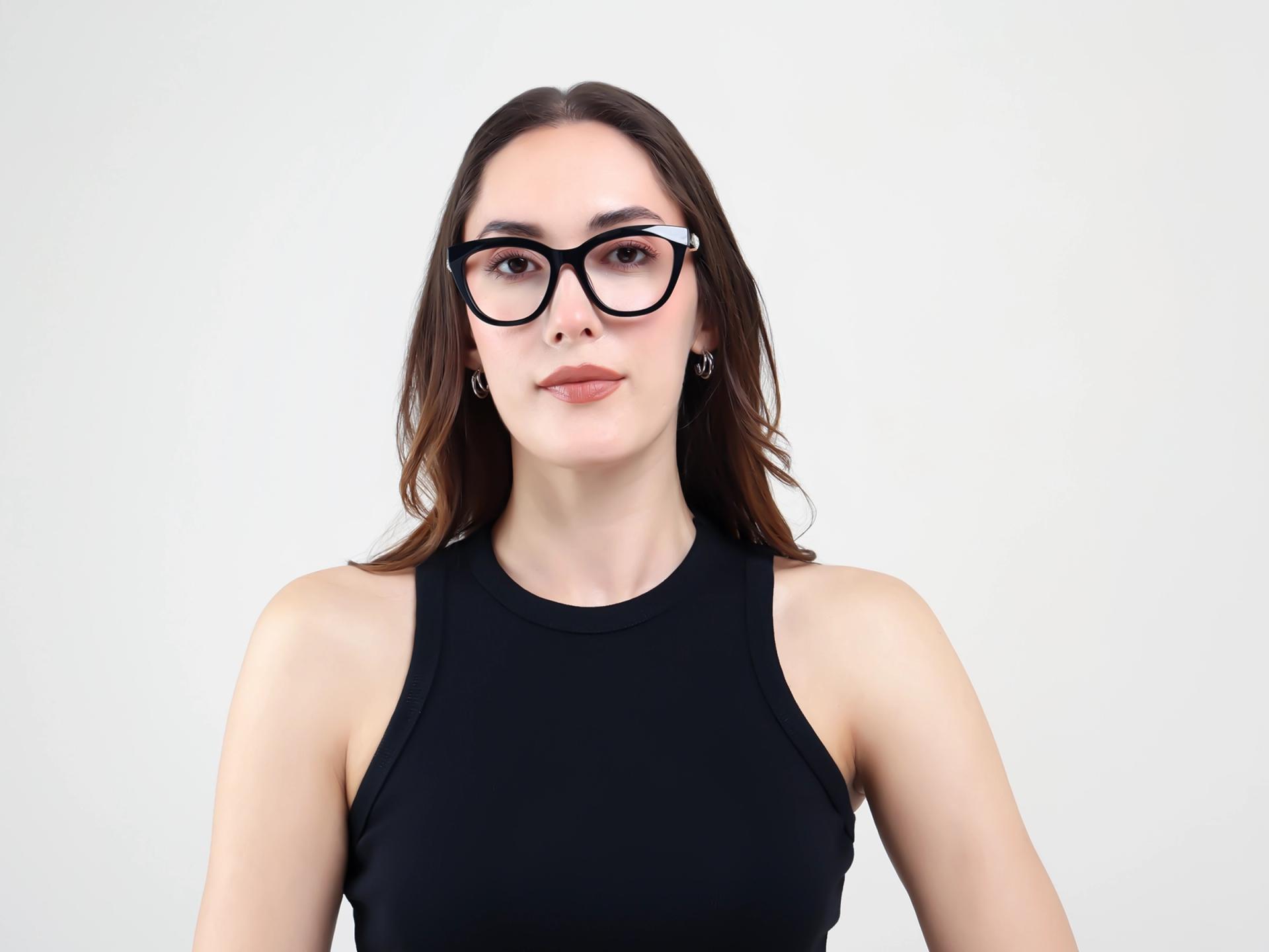 Black Cat-eye Acetate Fullrim Glasses-1