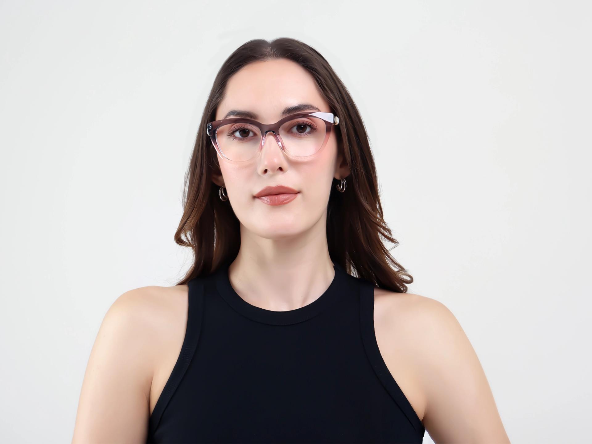 Crystal Grey & Pink Ombre Cat-eye Glasses-1