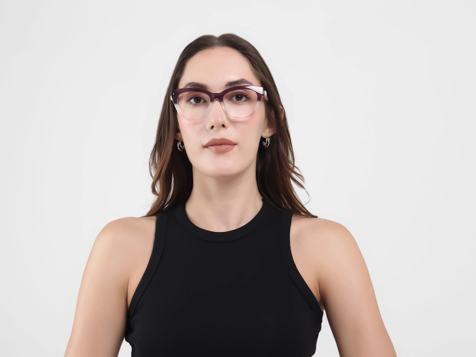 Crystal Wisteria Ombre Cat-eye Glasses-1
