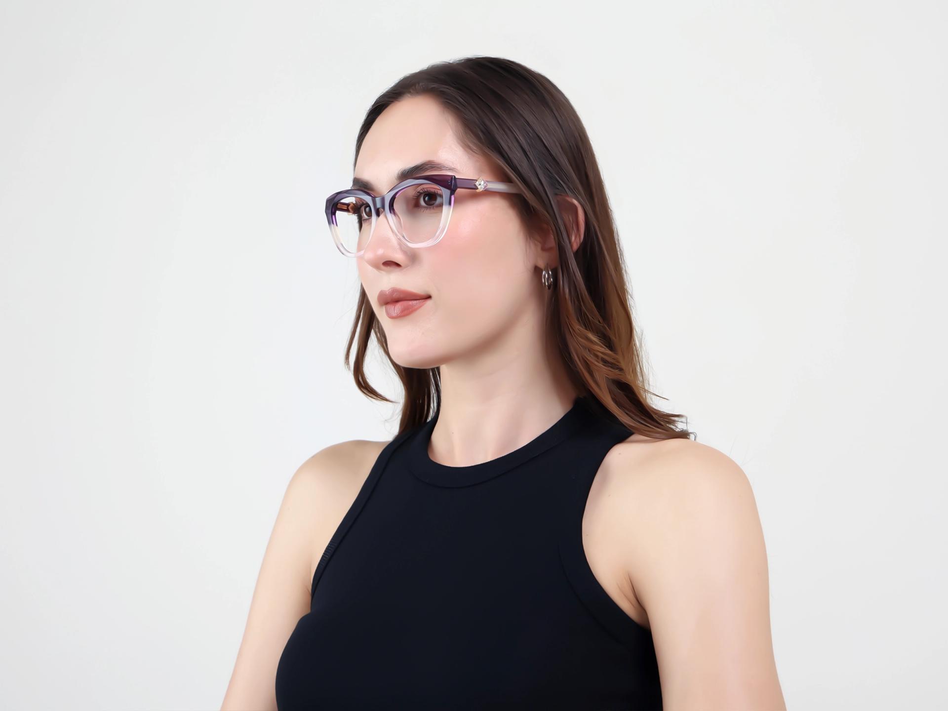 Crystal Wisteria Ombre Cat-eye Glasses-1