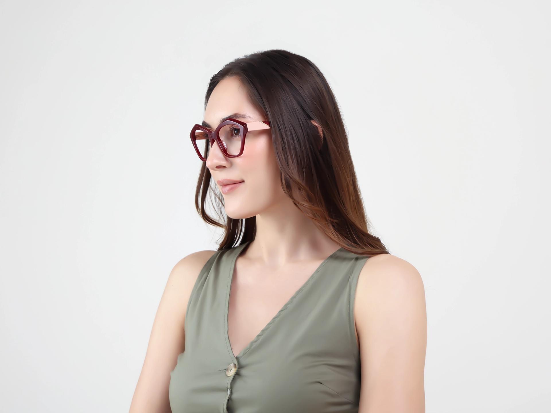 Dark Maroon Cateye Glasses For Women-1