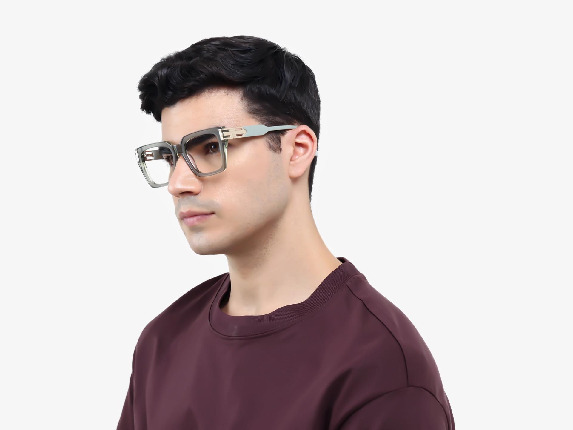 Crystal Mint Green Square Full-Rim Acetate Glasses-1