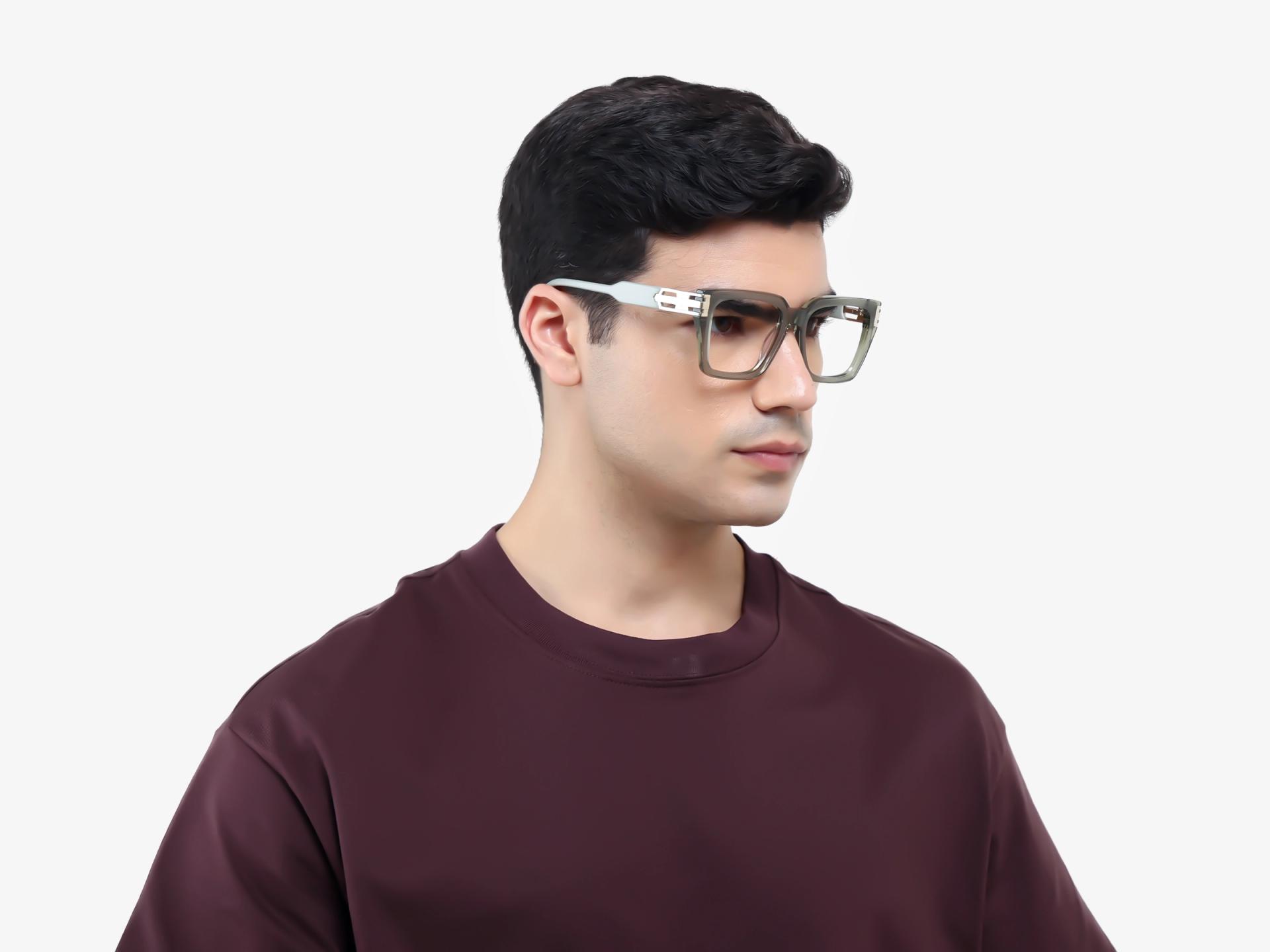 Crystal Mint Green Square Full-Rim Acetate Glasses-1