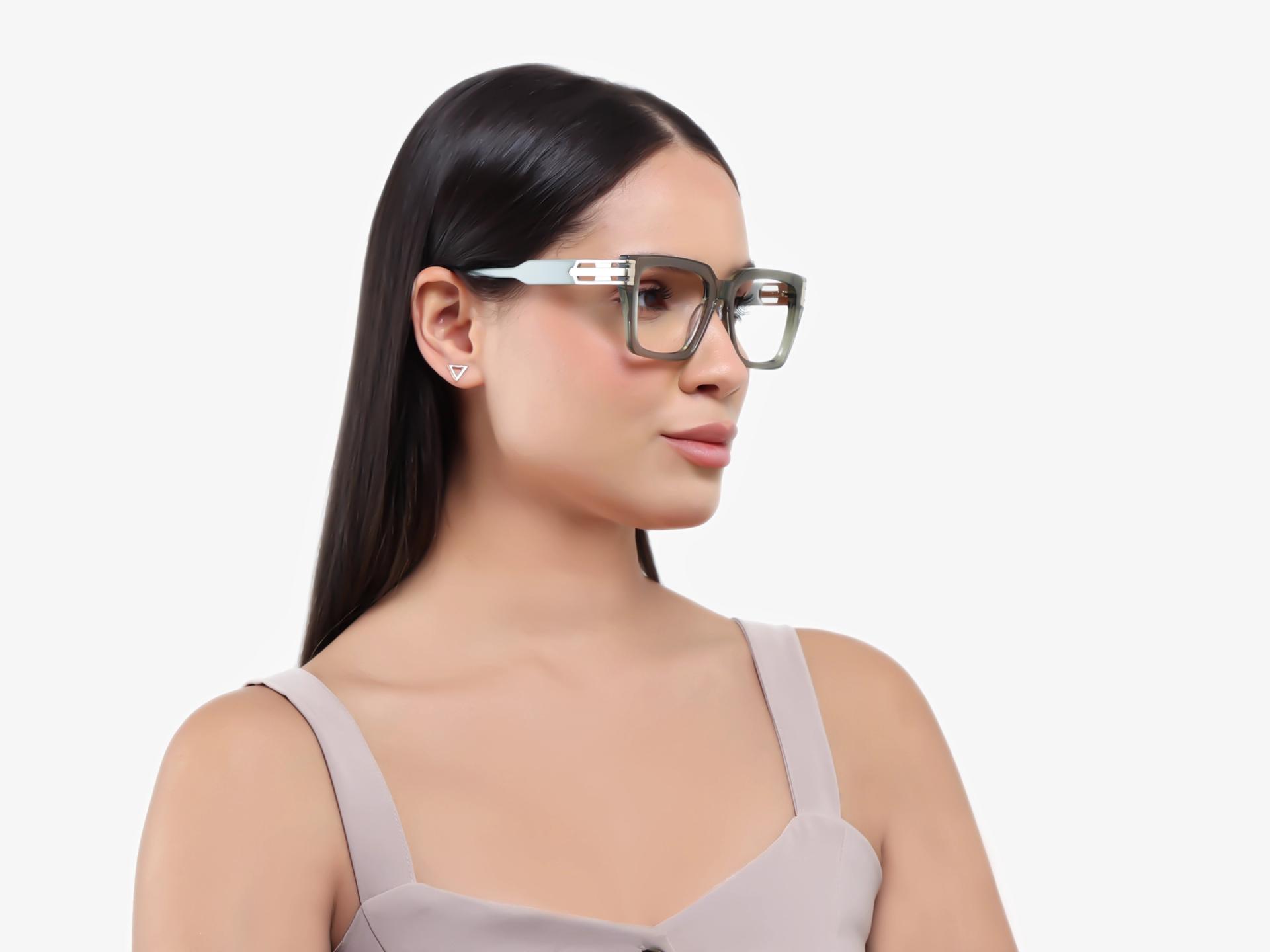 Crystal Mint Green Square Full-Rim Acetate Glasses-1