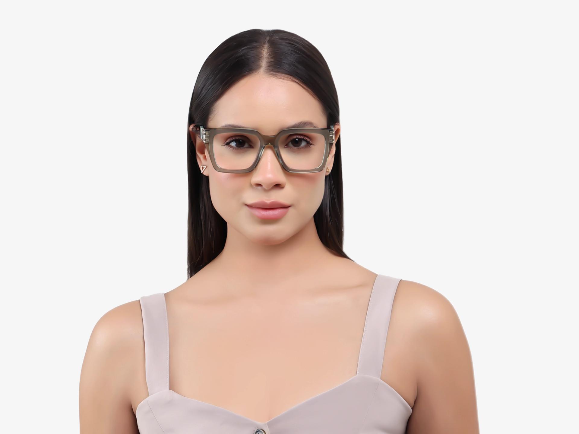 Crystal Mint Green Square Full-Rim Acetate Glasses-1