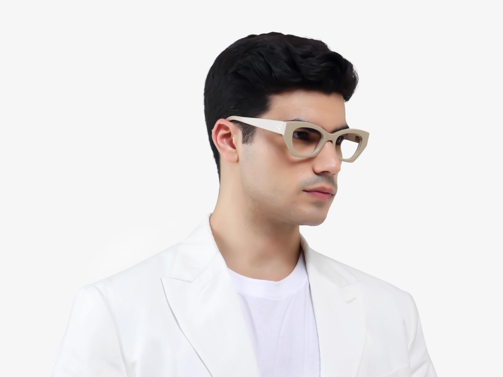 Oatmeal Brown Thick Rectangular Glasses