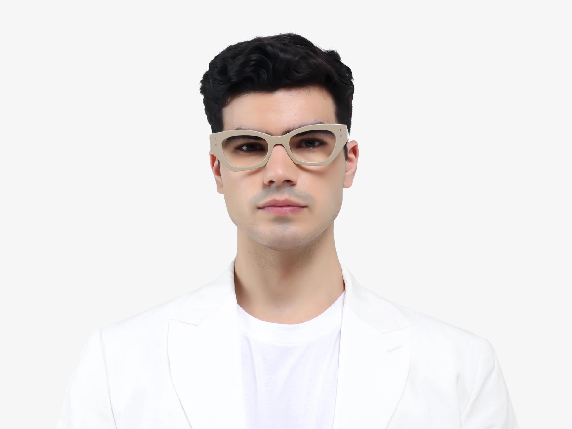 Oatmeal Brown Thick Rectangular Glasses