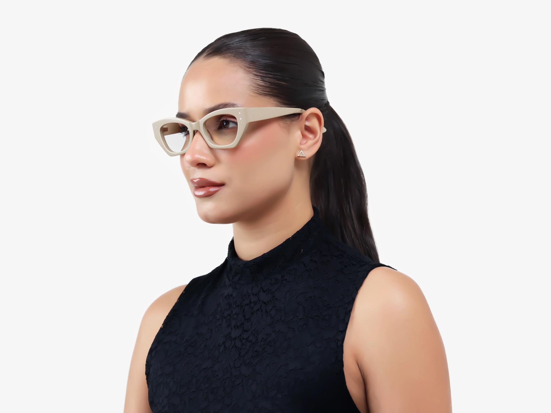 Oatmeal Brown Thick Rectangular Glasses