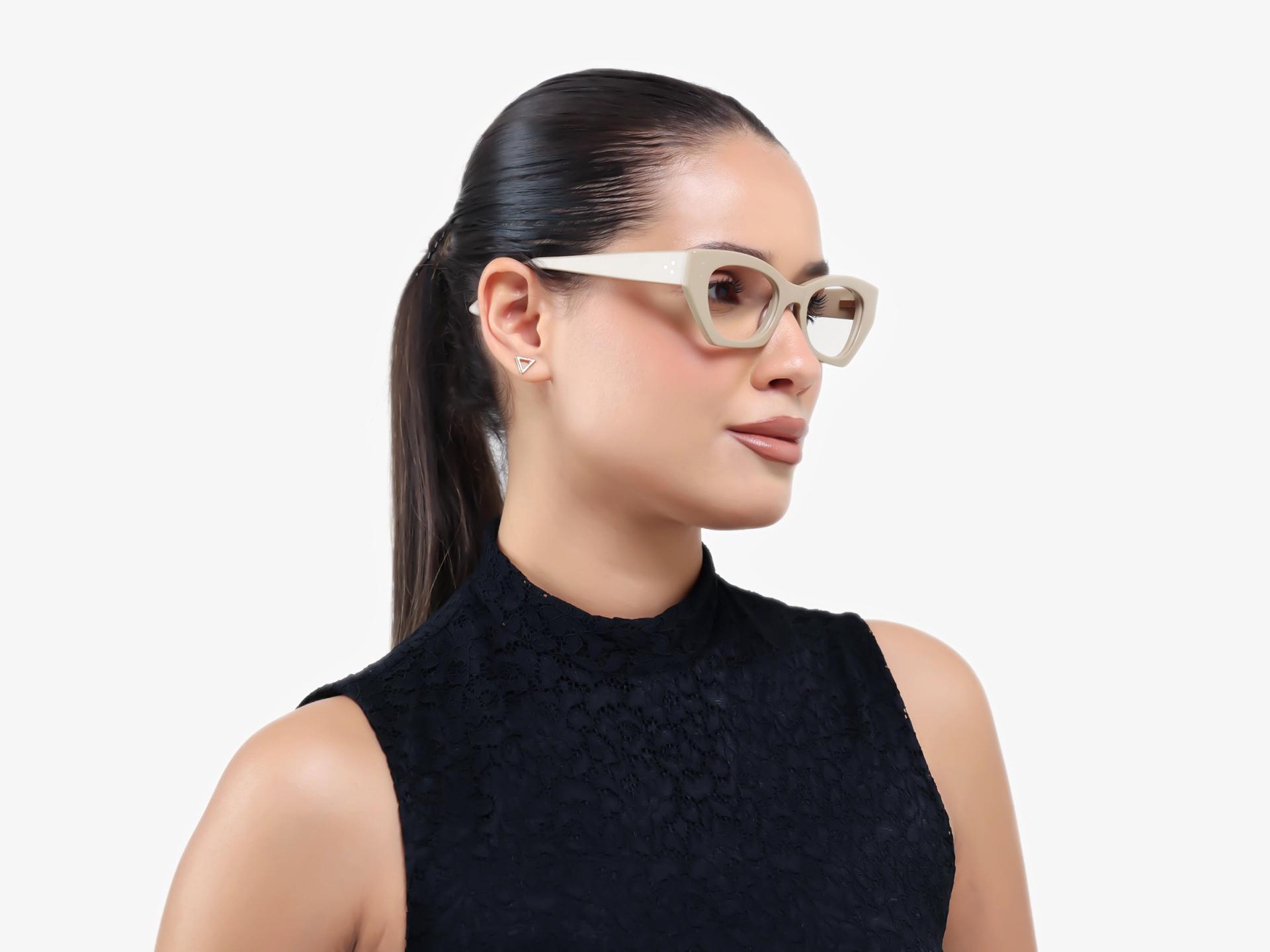 Oatmeal Brown Thick Rectangular Glasses