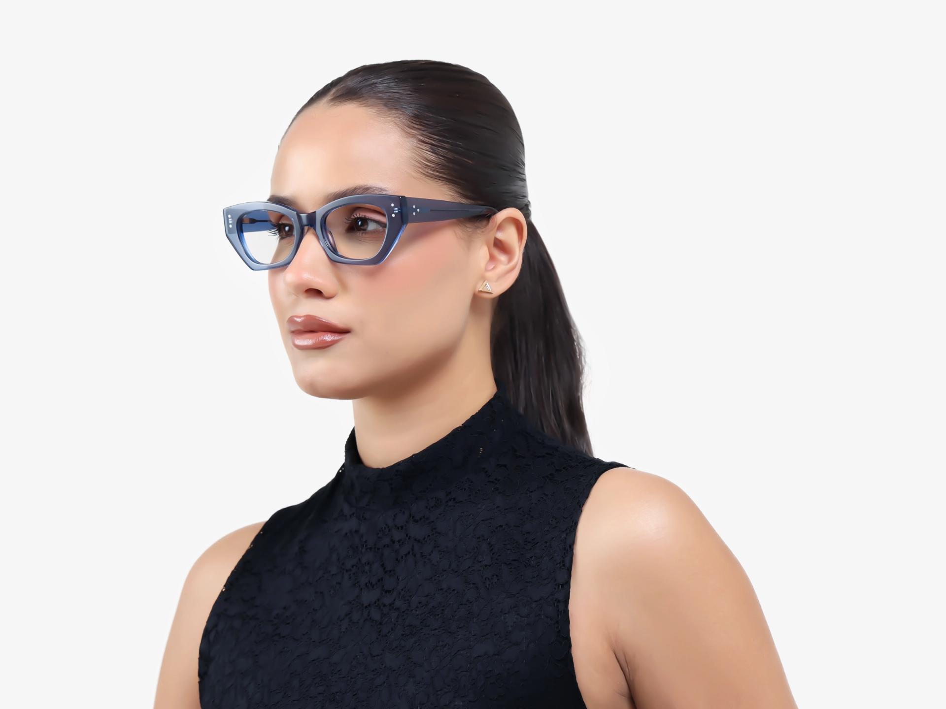 Crystal Denim Blue Fullrim Acetate Glasses
