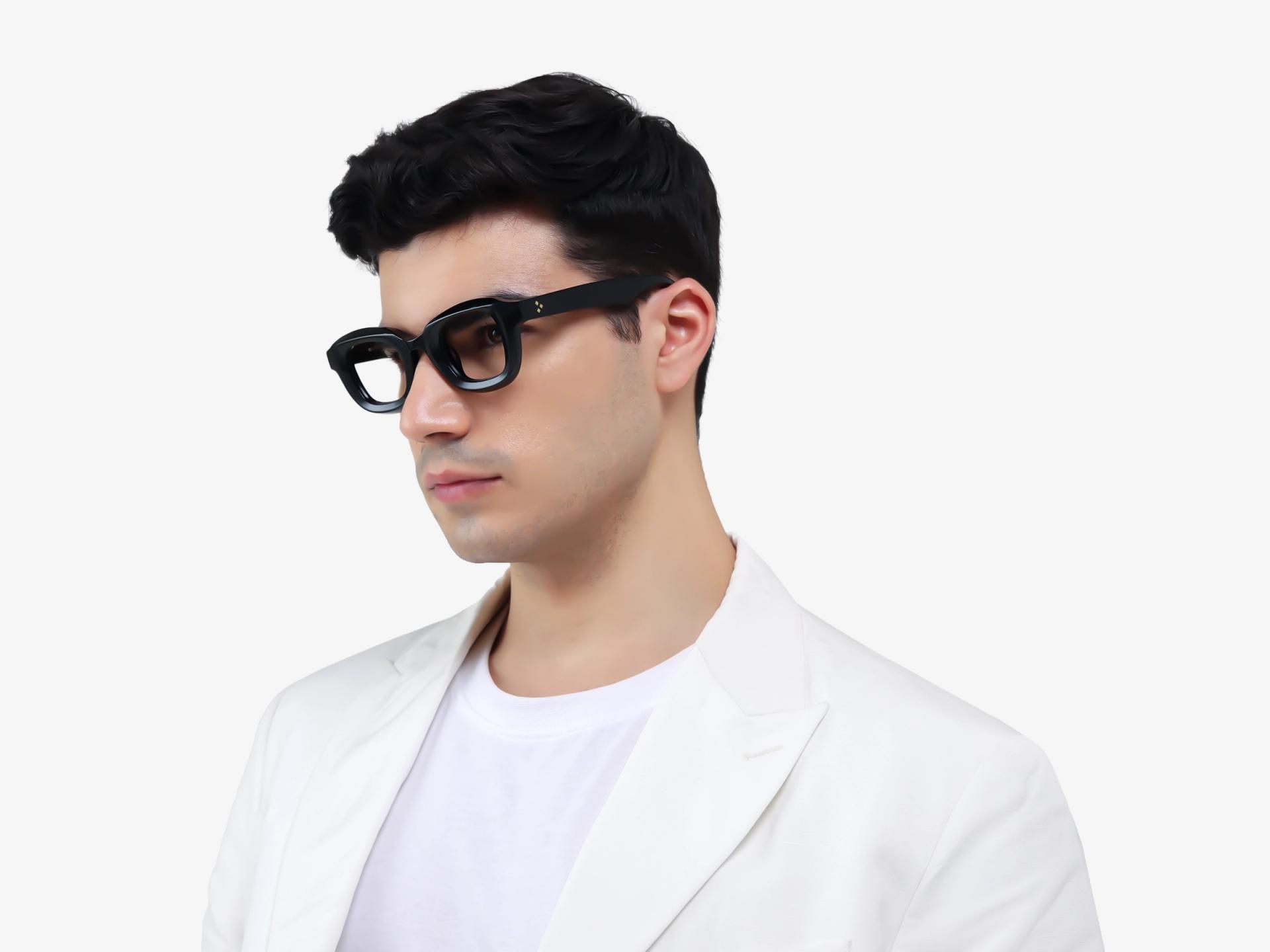 Black Chunky Square Geometric Glasses