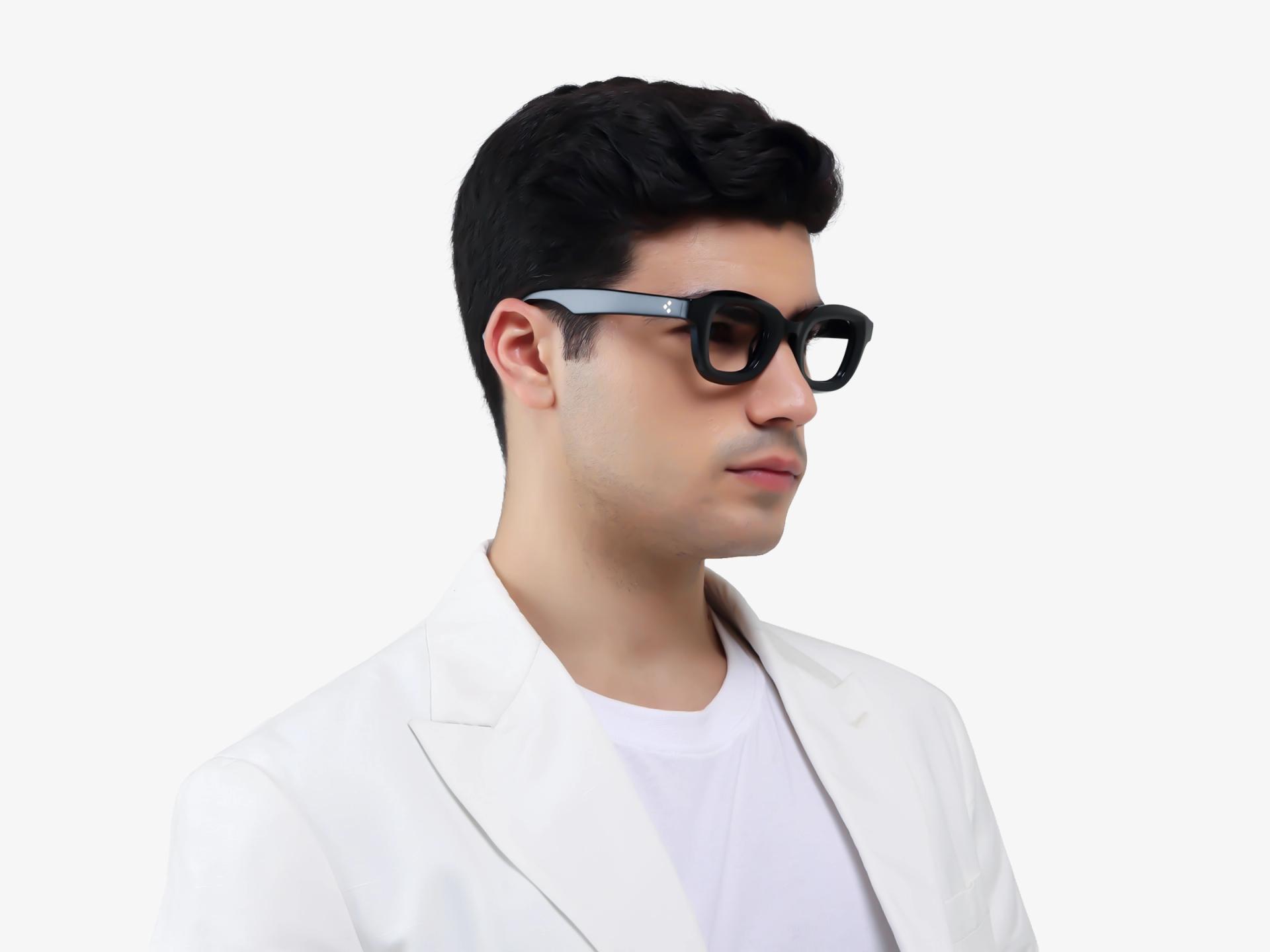 Black Chunky Square Geometric Glasses