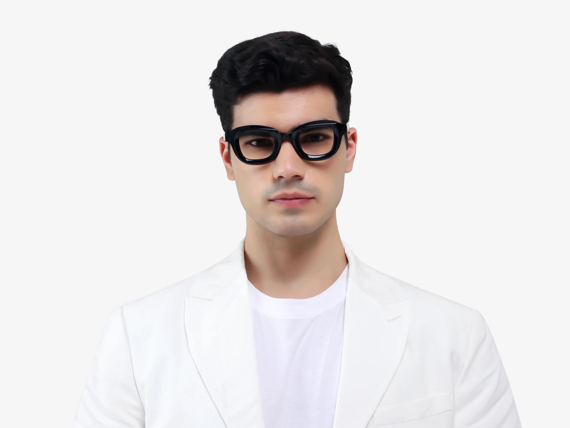 Black Chunky Square Geometric Glasses