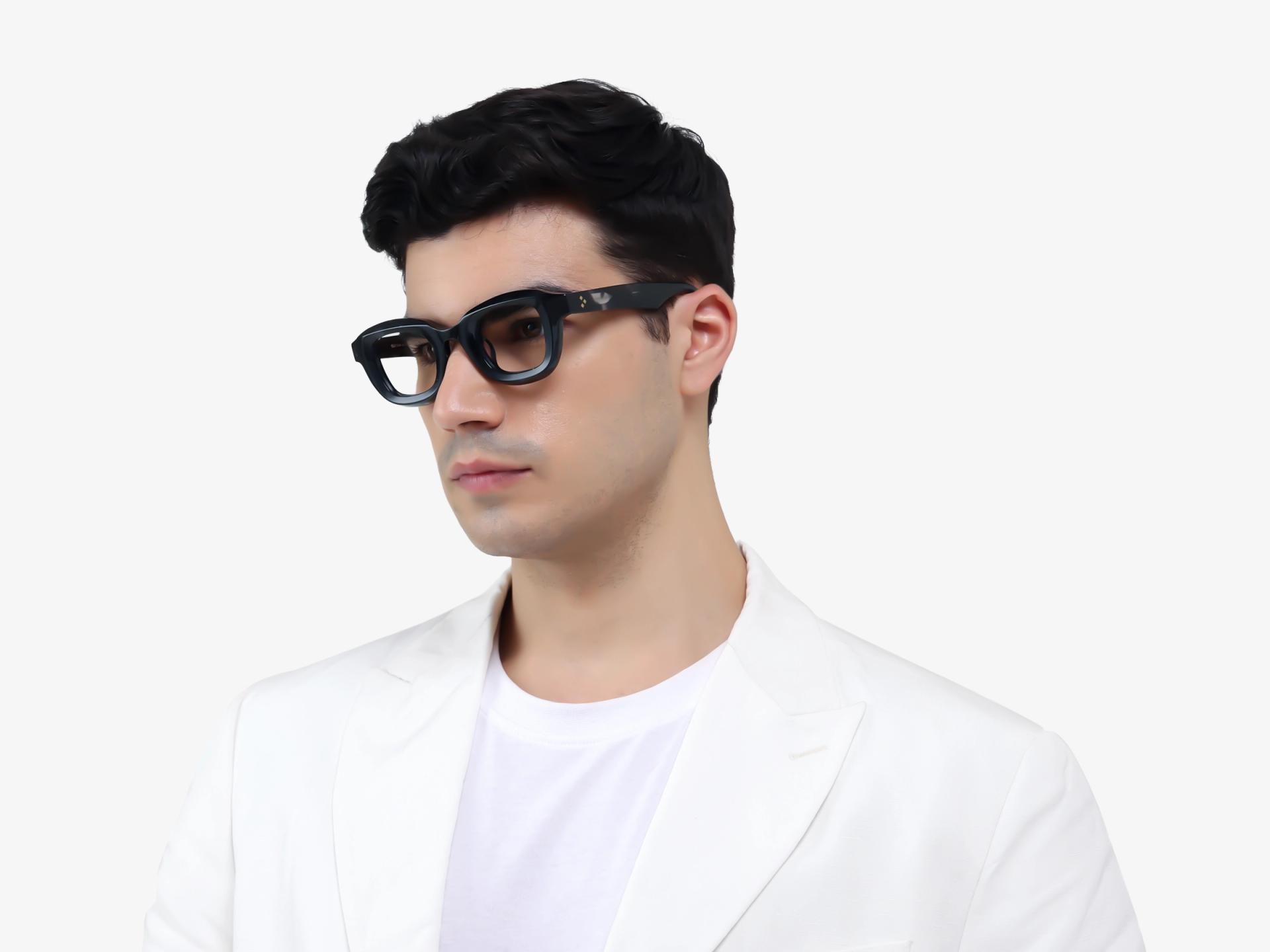 Black Marble Chunky Square Geometric Glasses