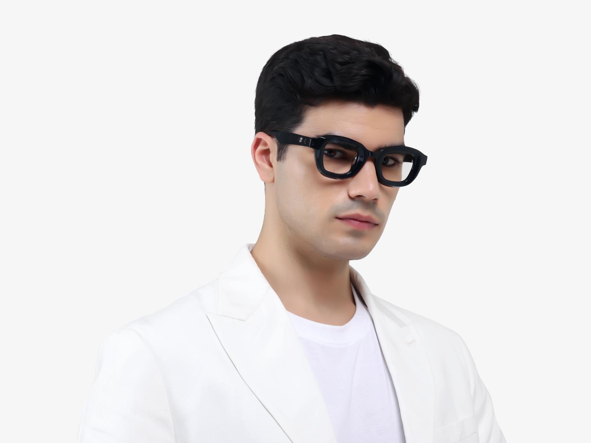 Black Marble Chunky Square Geometric Glasses