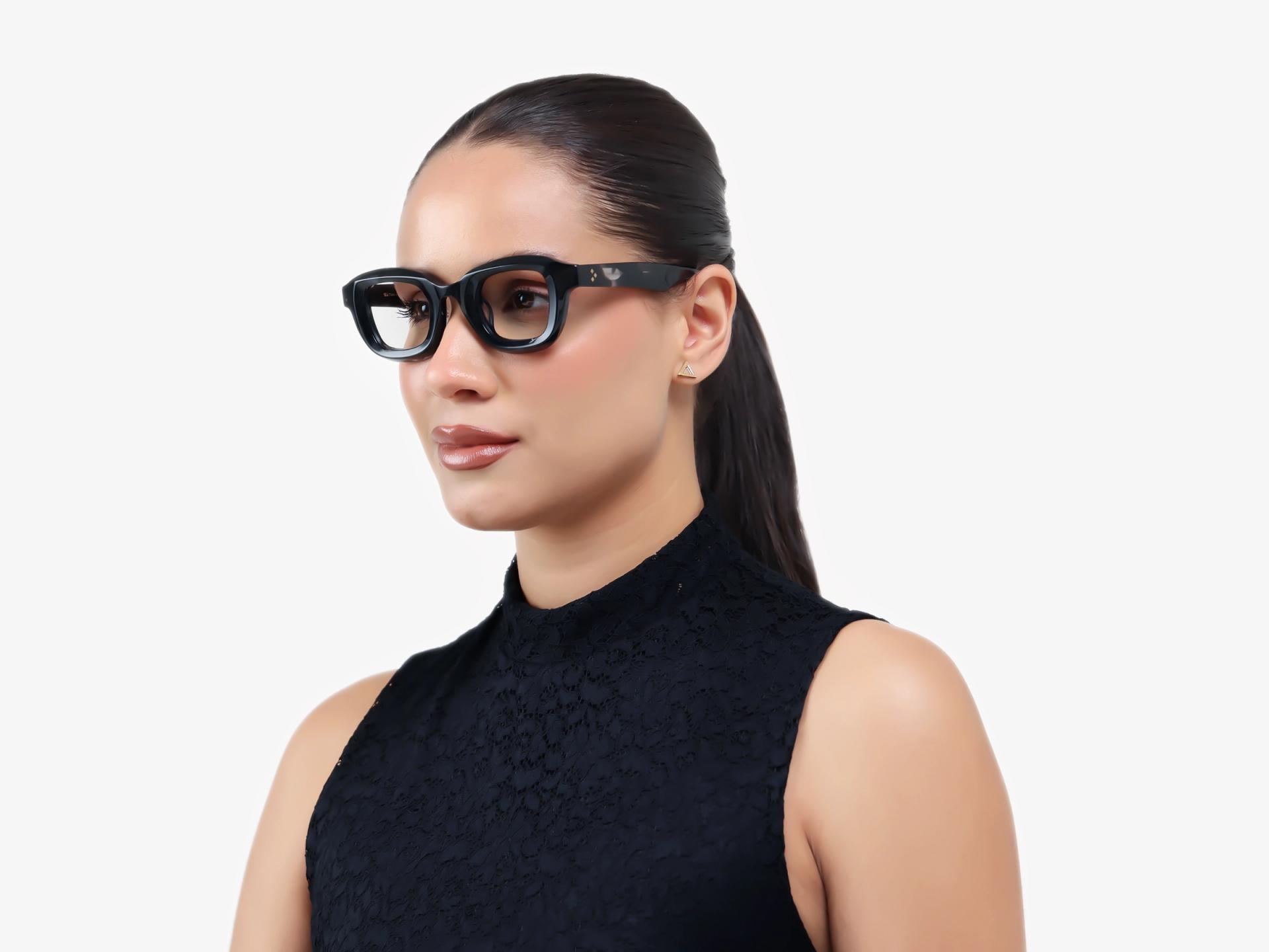 Black Marble Chunky Square Geometric Glasses