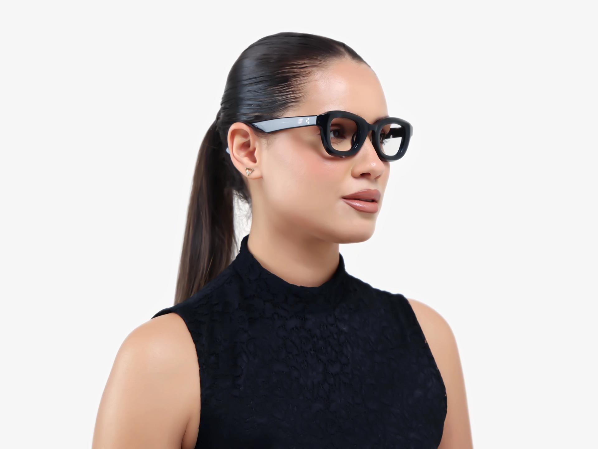 Black Marble Chunky Square Geometric Glasses