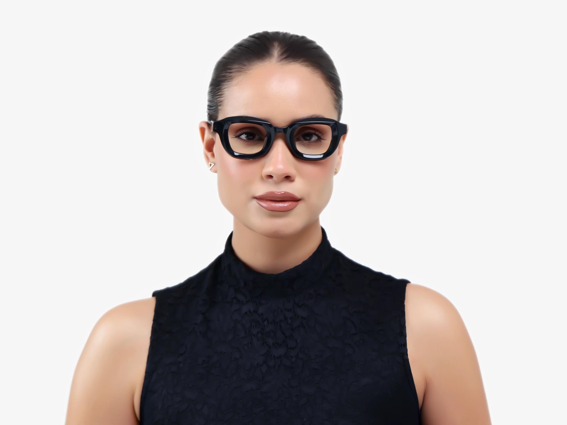 Black Marble Chunky Square Geometric Glasses