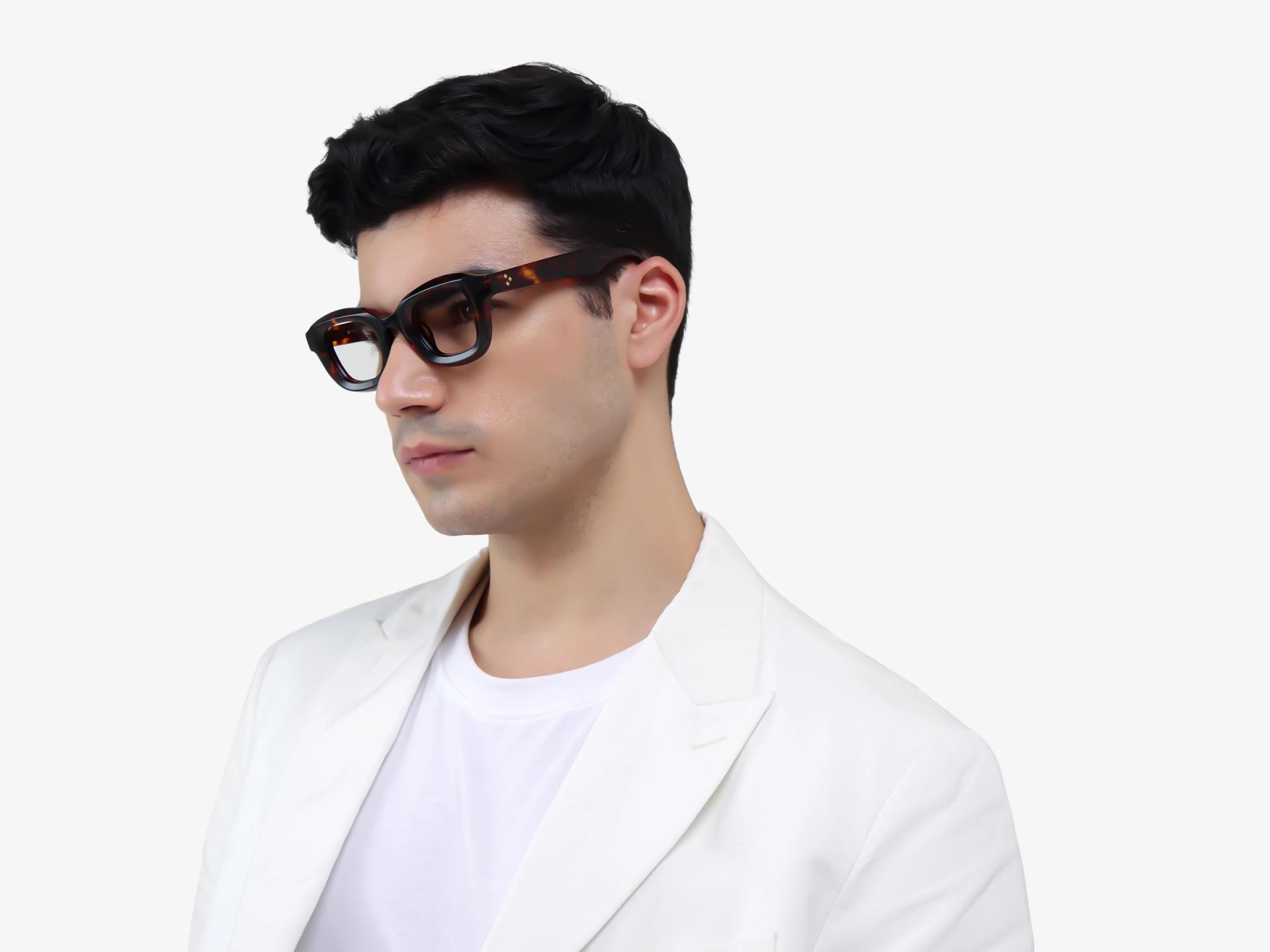 Dark Tortoise Chunky Geometric Glasses